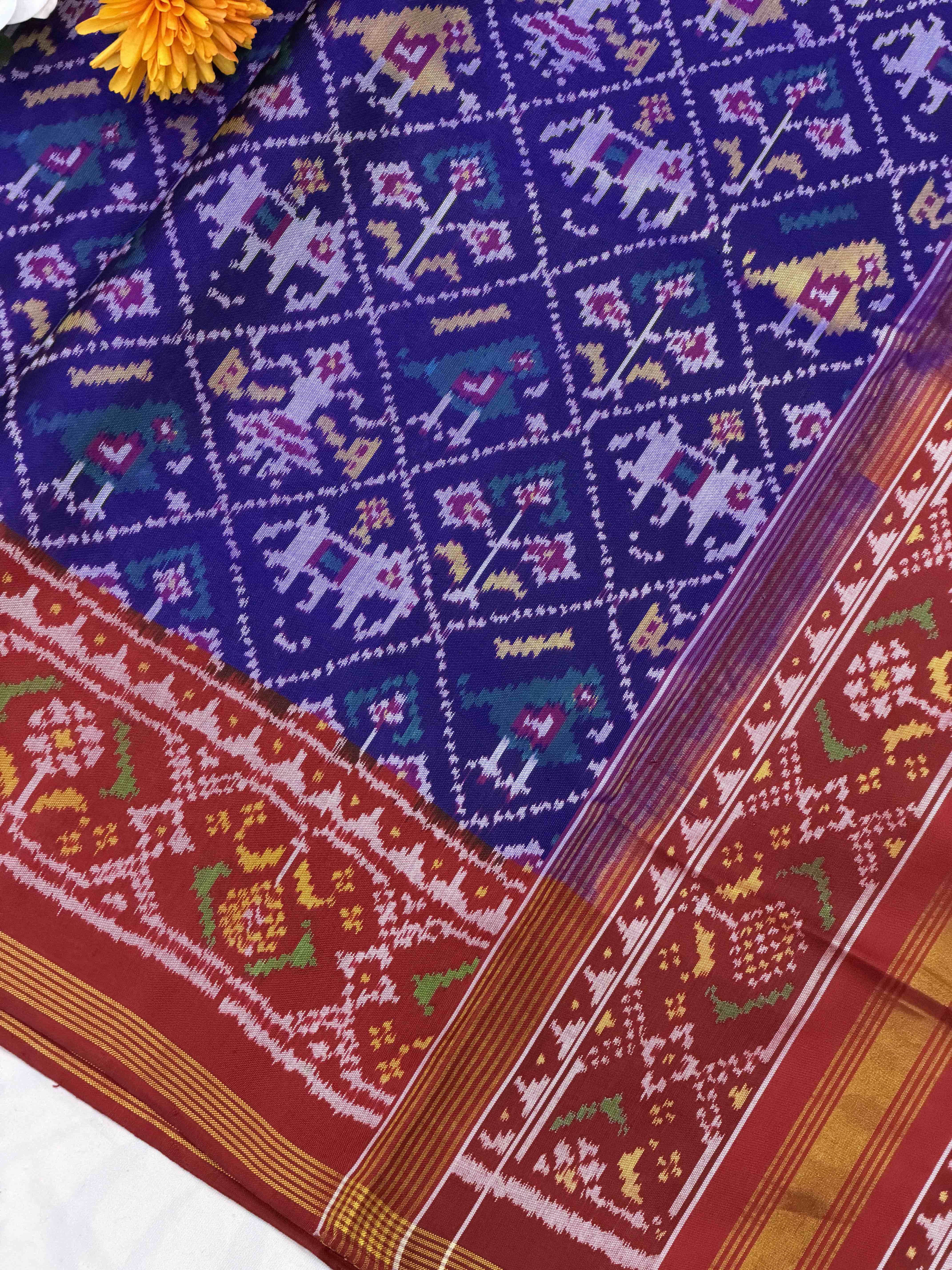 Red & Blue Narikunj Patola Saree