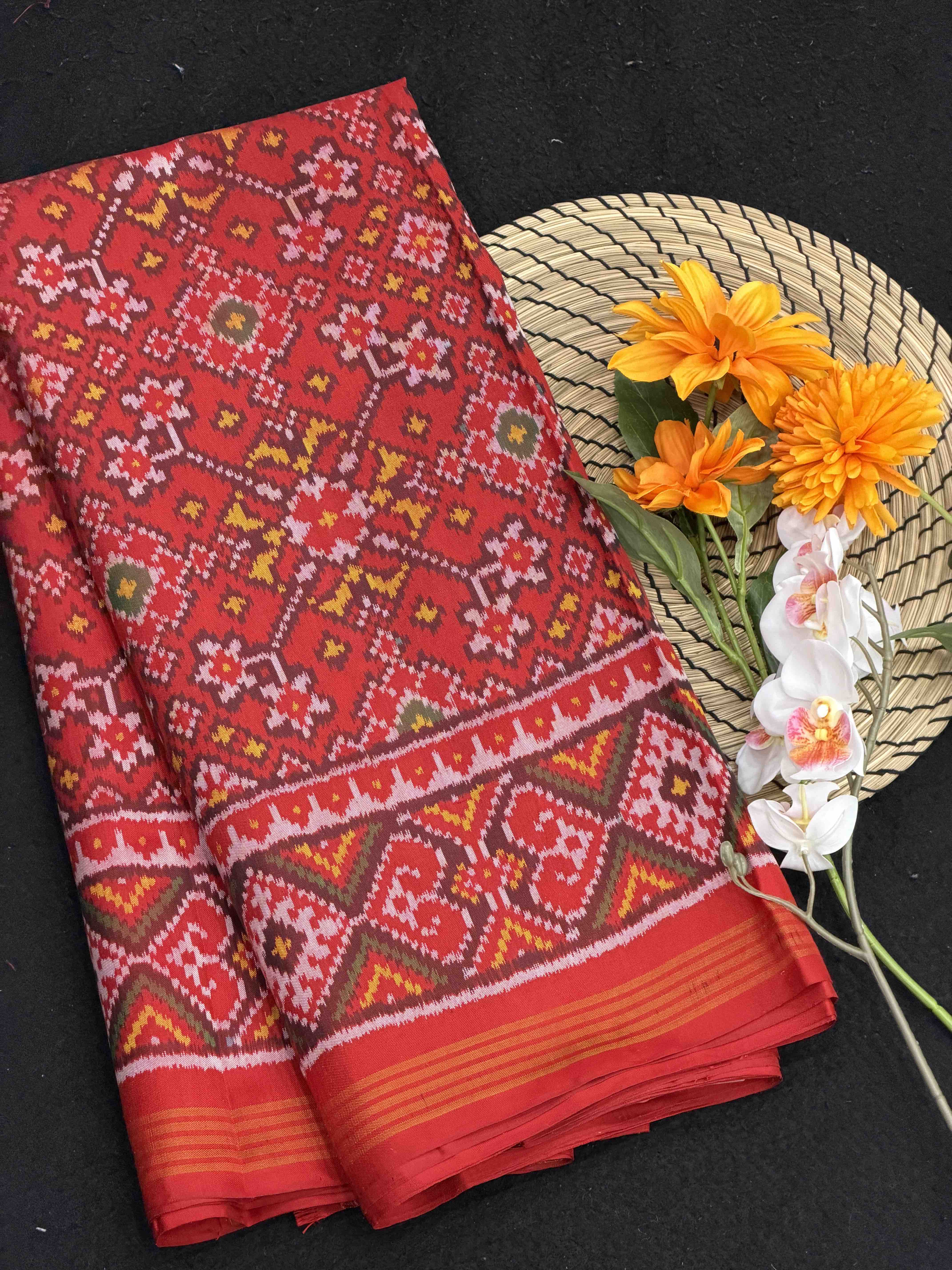 Full red Navaratan Patola Saree