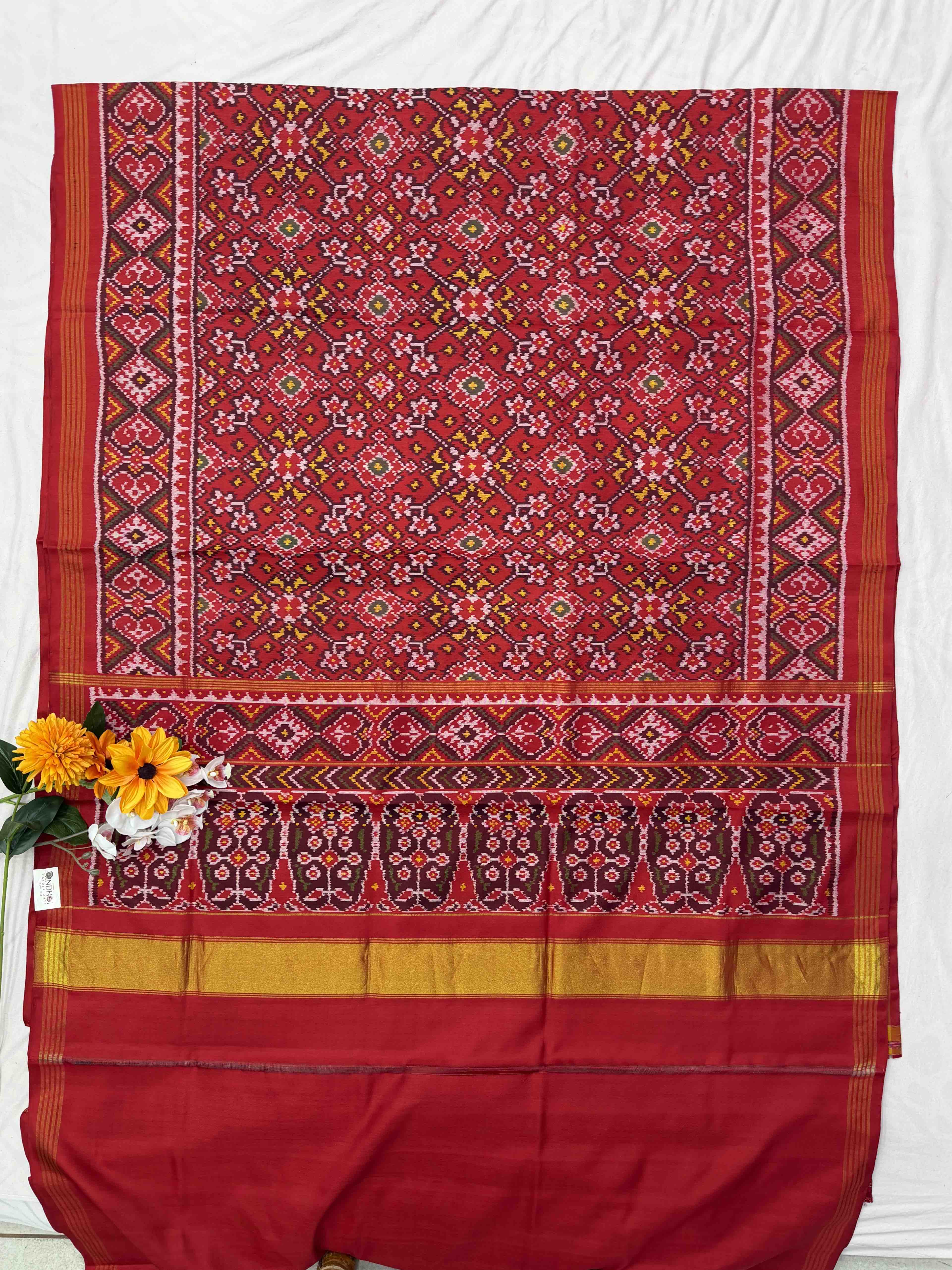 Full red Navaratan Patola Saree