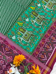 Pink & Green Skirt border Patola Saree