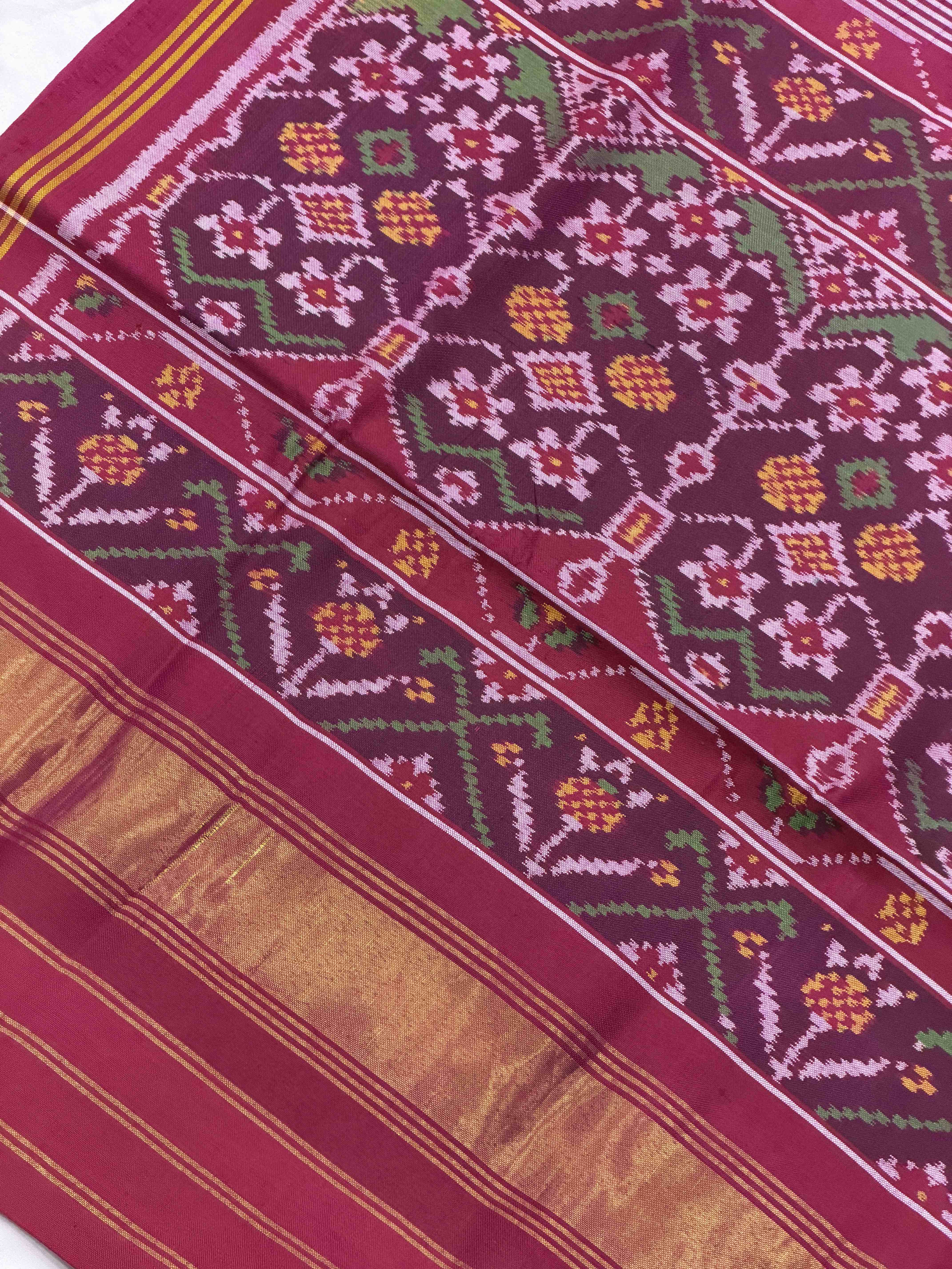 Pink & Green Skirt border Patola Saree