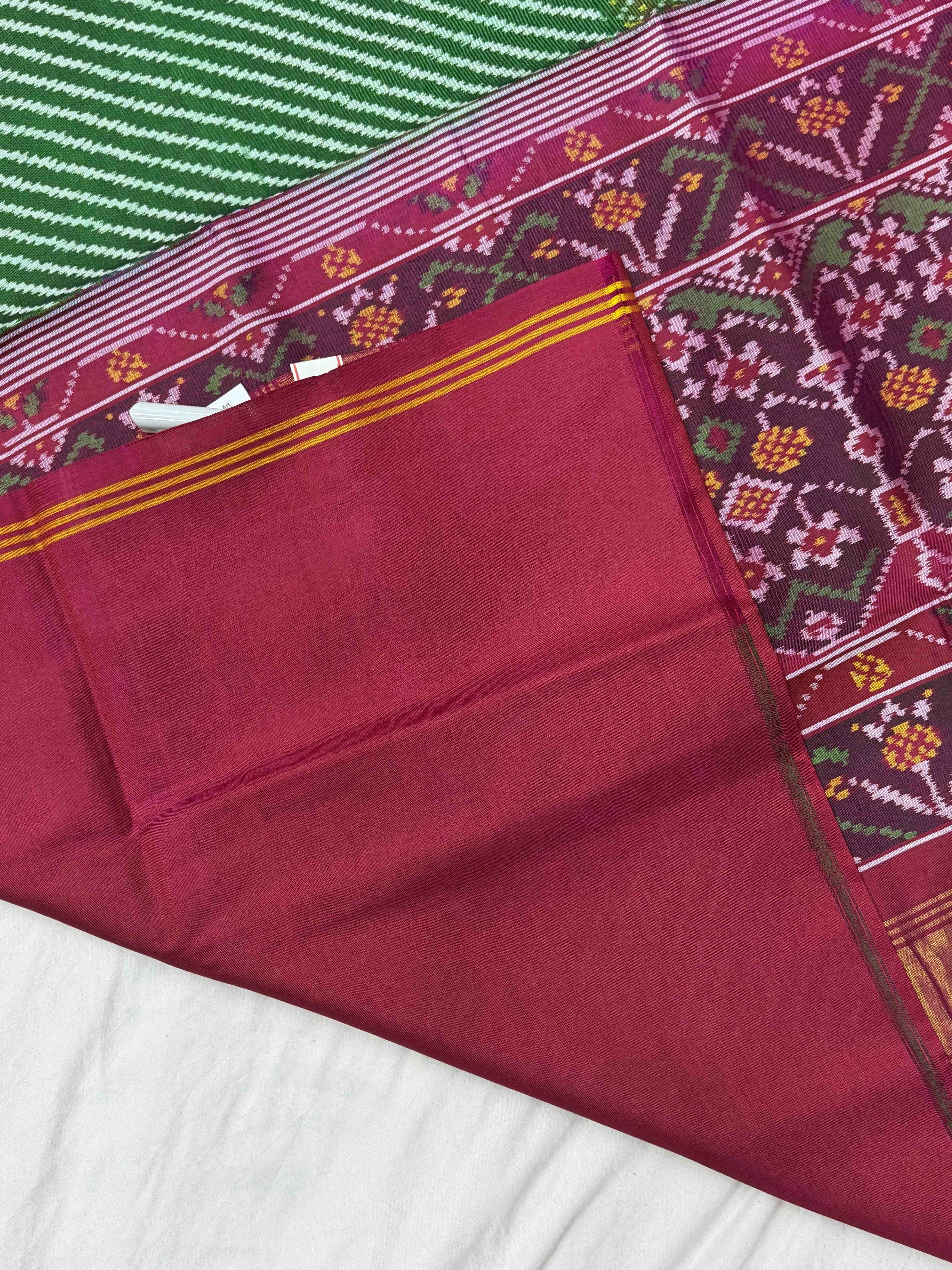 Pink & Green Skirt border Patola Saree