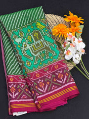 Pink & Green Skirt border Patola Saree