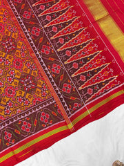 Maroon & musterd Navaratan Patola saree