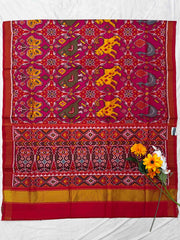 Red & pink chhabdi figure Patola saree