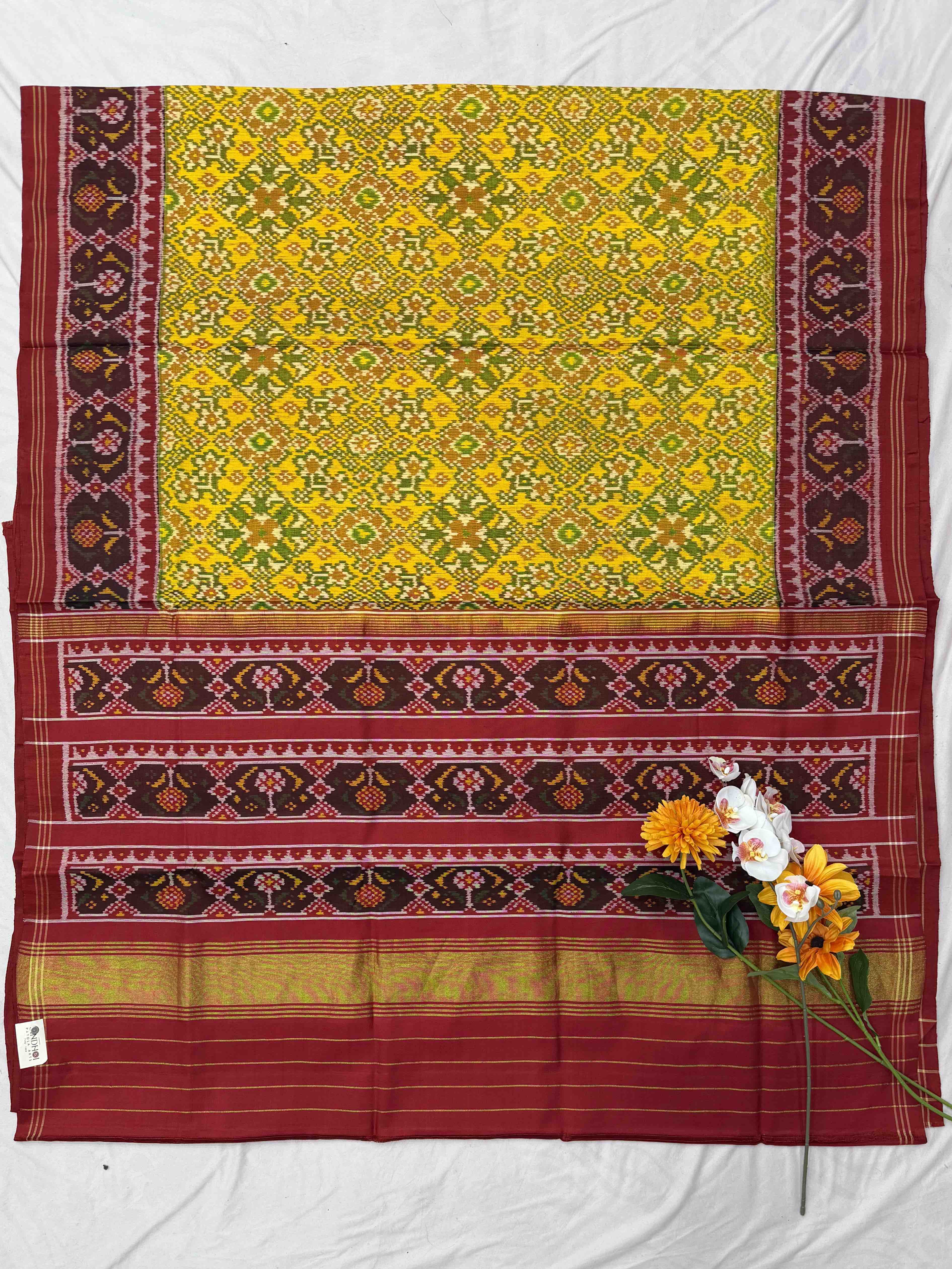 Red & yellow navaratan Patola Saree