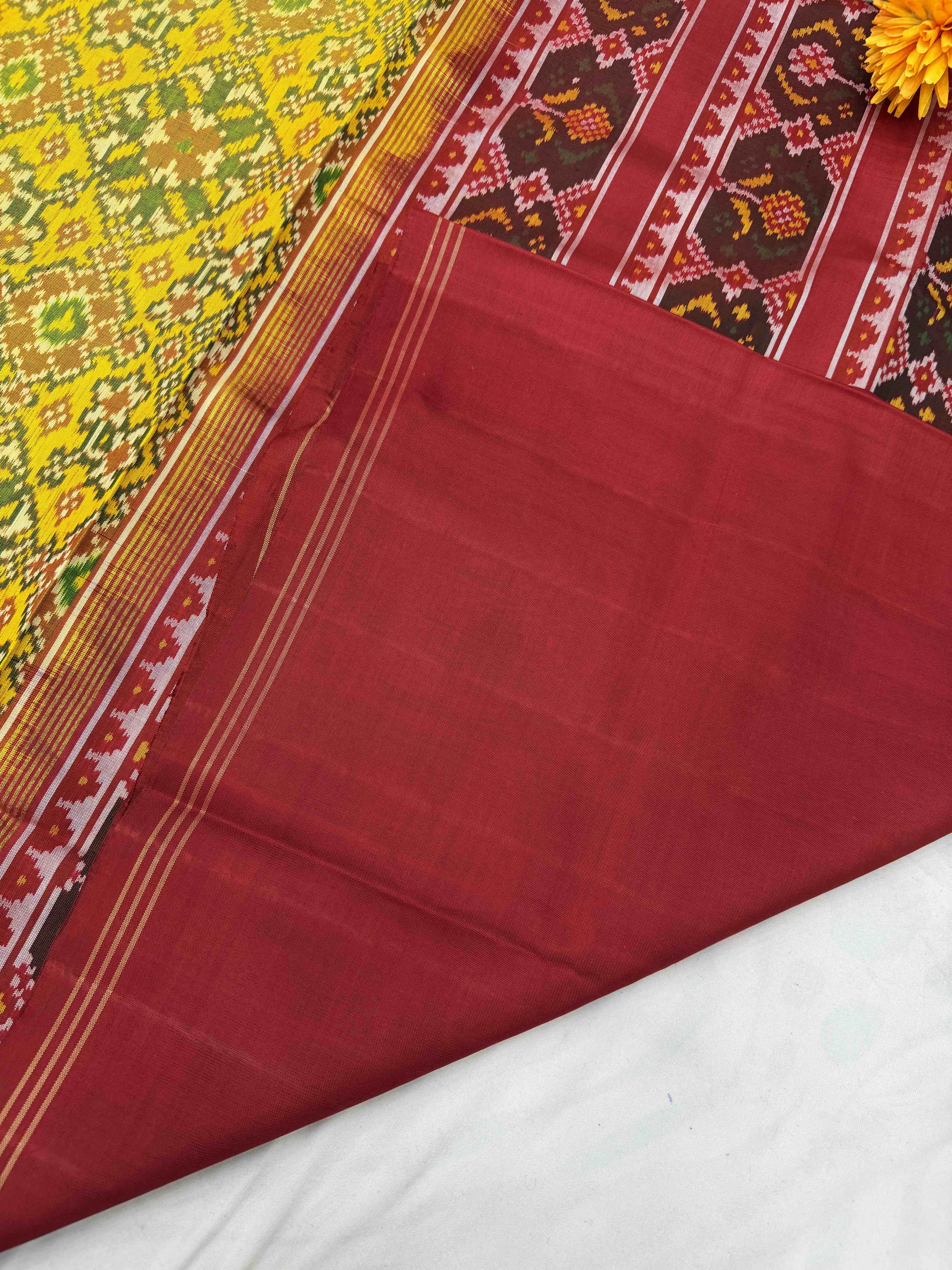 Red & yellow navaratan Patola Saree