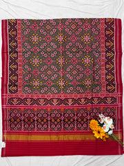 Red & shaded green Navaratan Patola Saree
