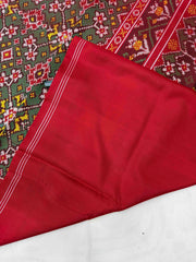 Red & shaded green Navaratan Patola Saree
