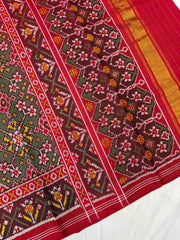 Red & shaded green Navaratan Patola Saree