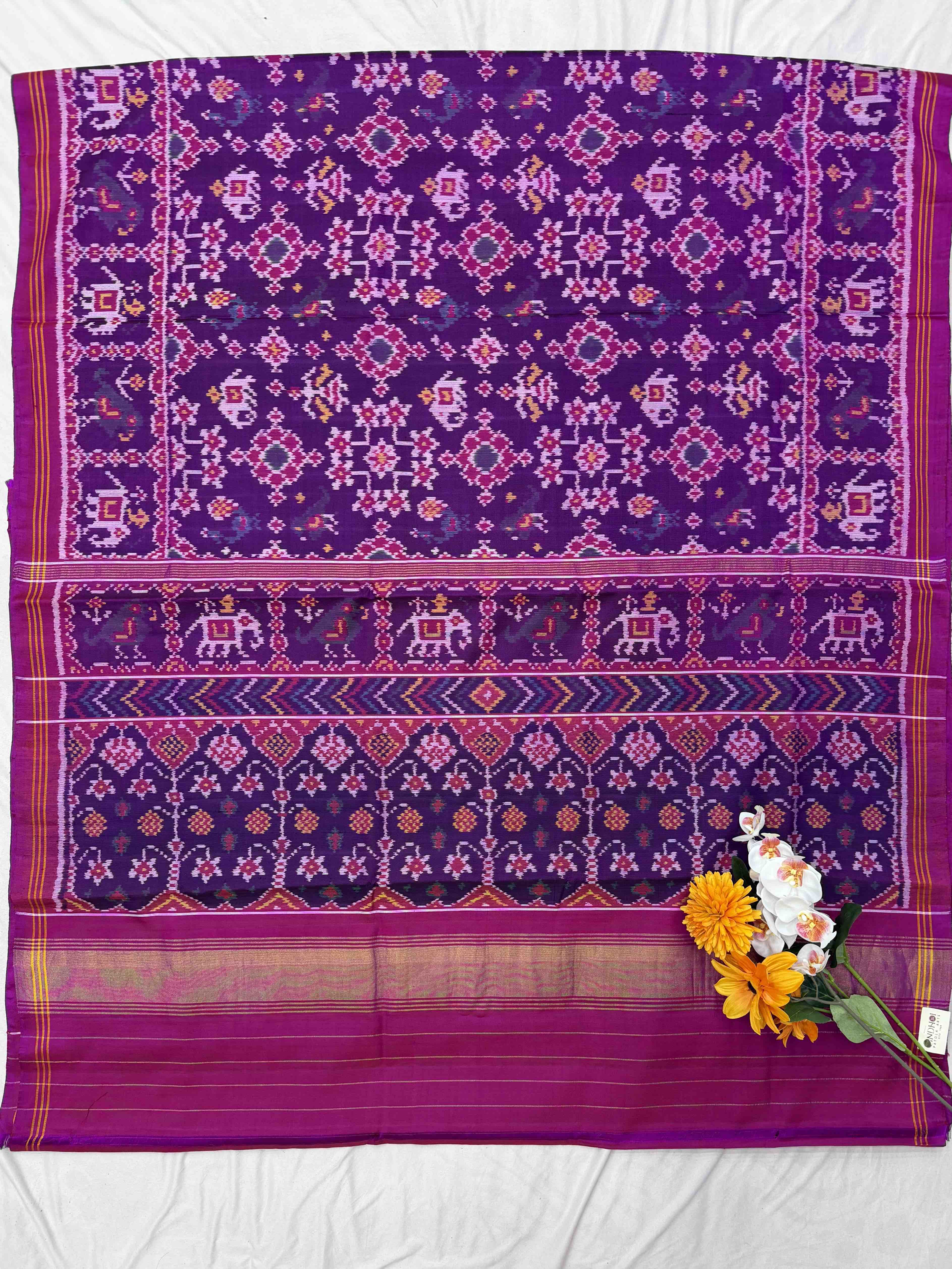 Magenta Purple Narikunj navaratn Patola Saree