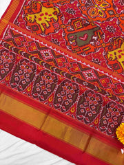 Red & orange figure Design Patola Saree