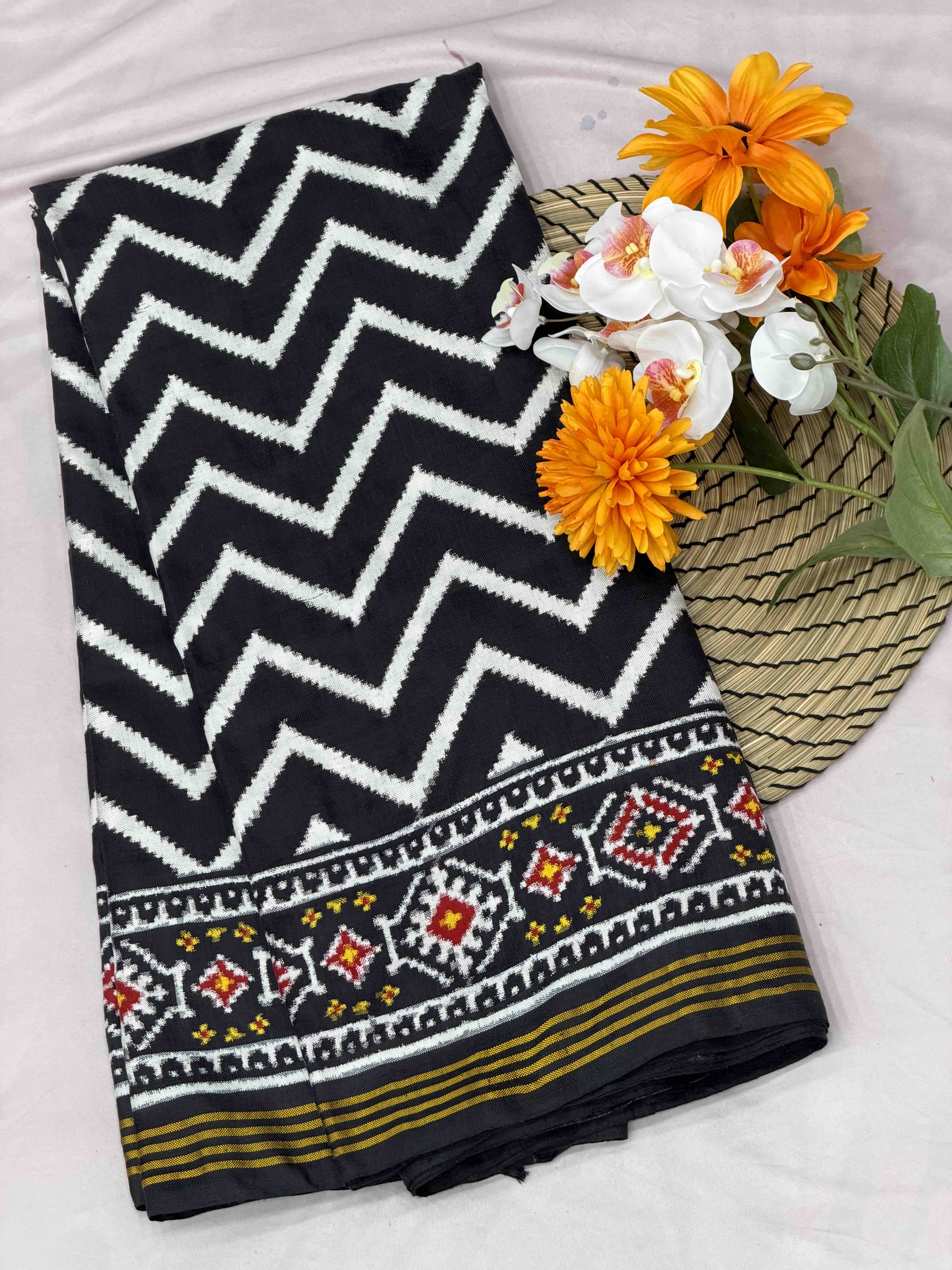 Charcoal Zigzag Patan Patola Saree