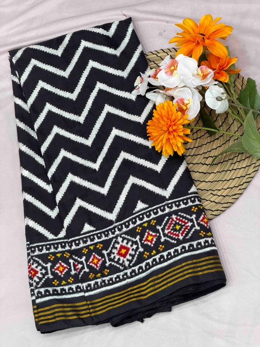 Charcoal Zigzag Patan Patola Saree