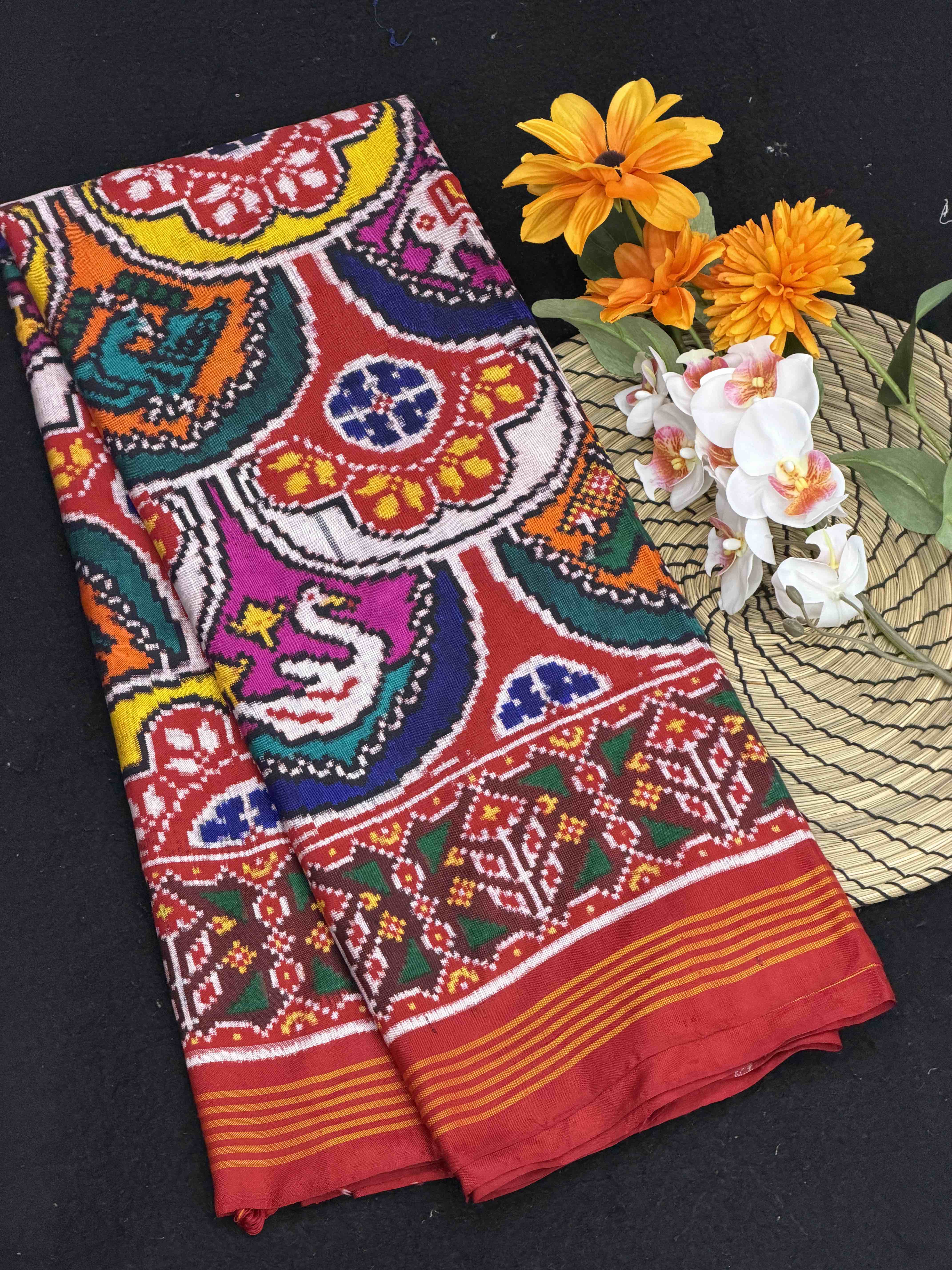 Red with multiple motifs Patan Patola Saree