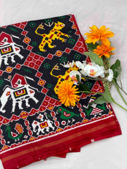 Bagh Hathi Black patan Patola Saree