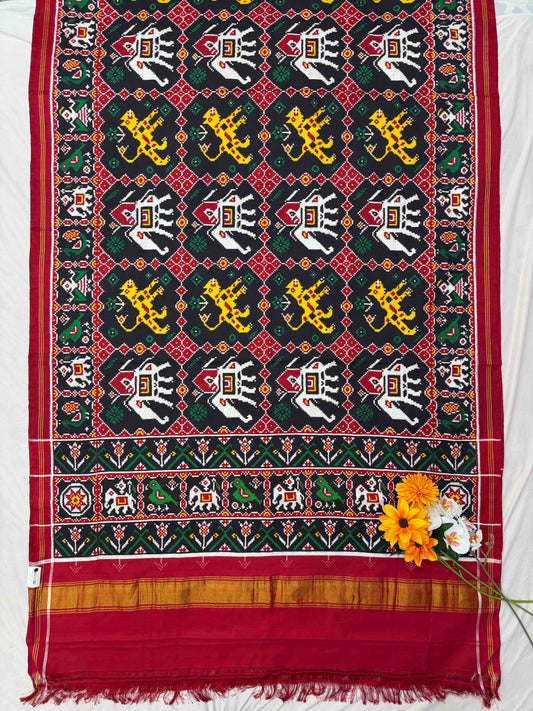 Bagh Hathi Black patan Patola Saree
