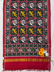 Bagh Hathi Black patan Patola Saree