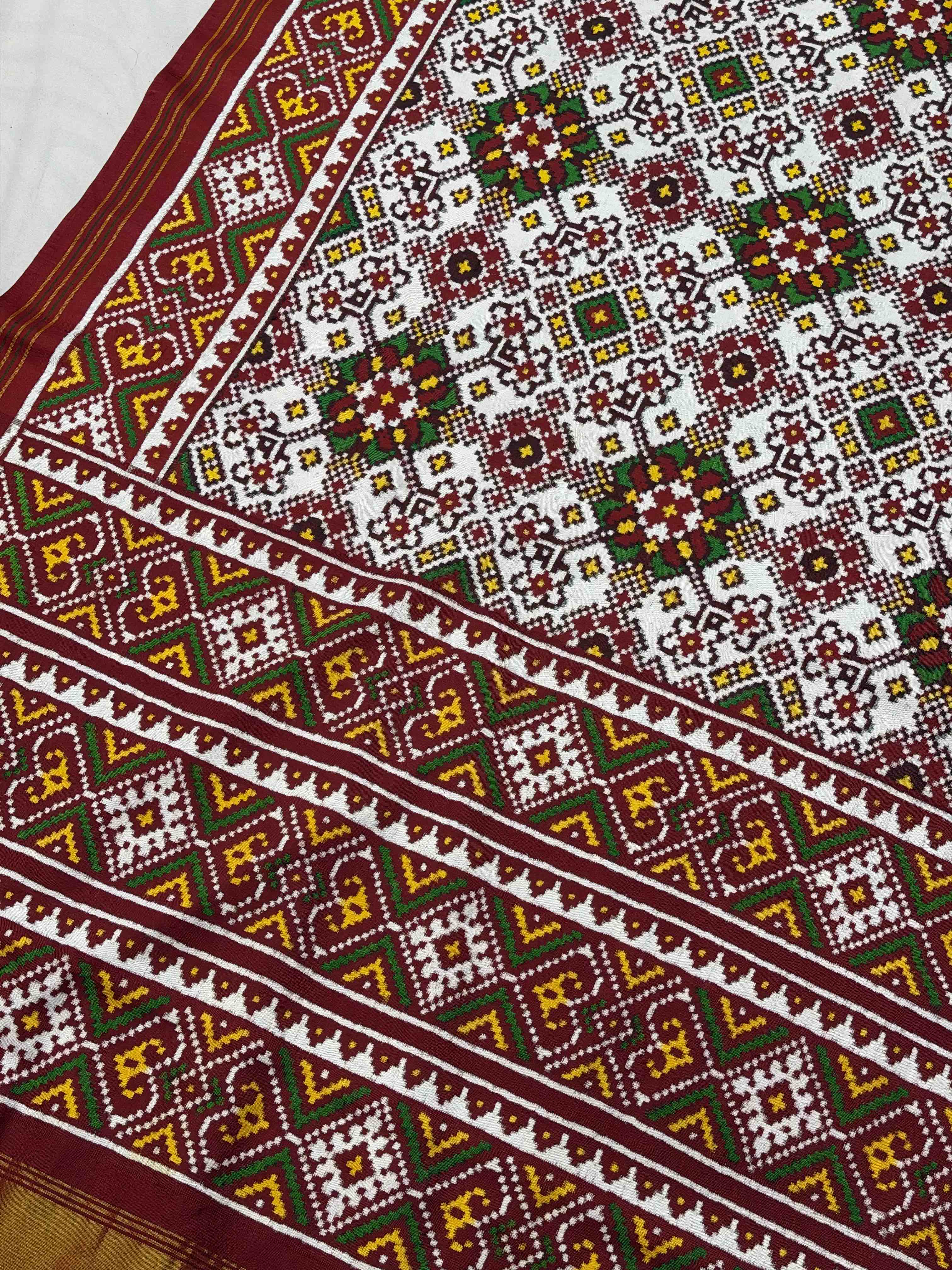 Red & White Navratan Patan Patola Saree