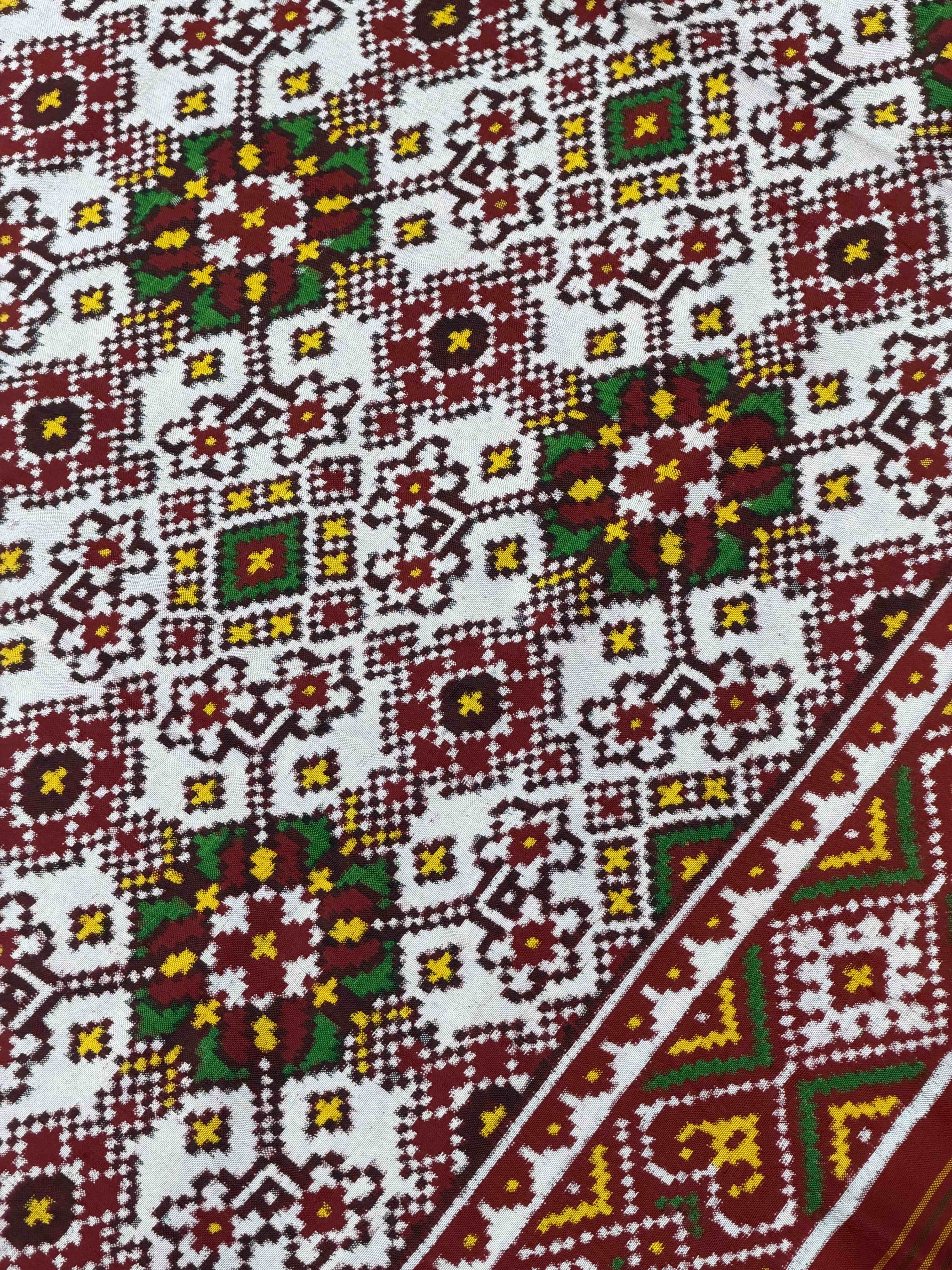 Red & White Navratan Patan Patola Saree