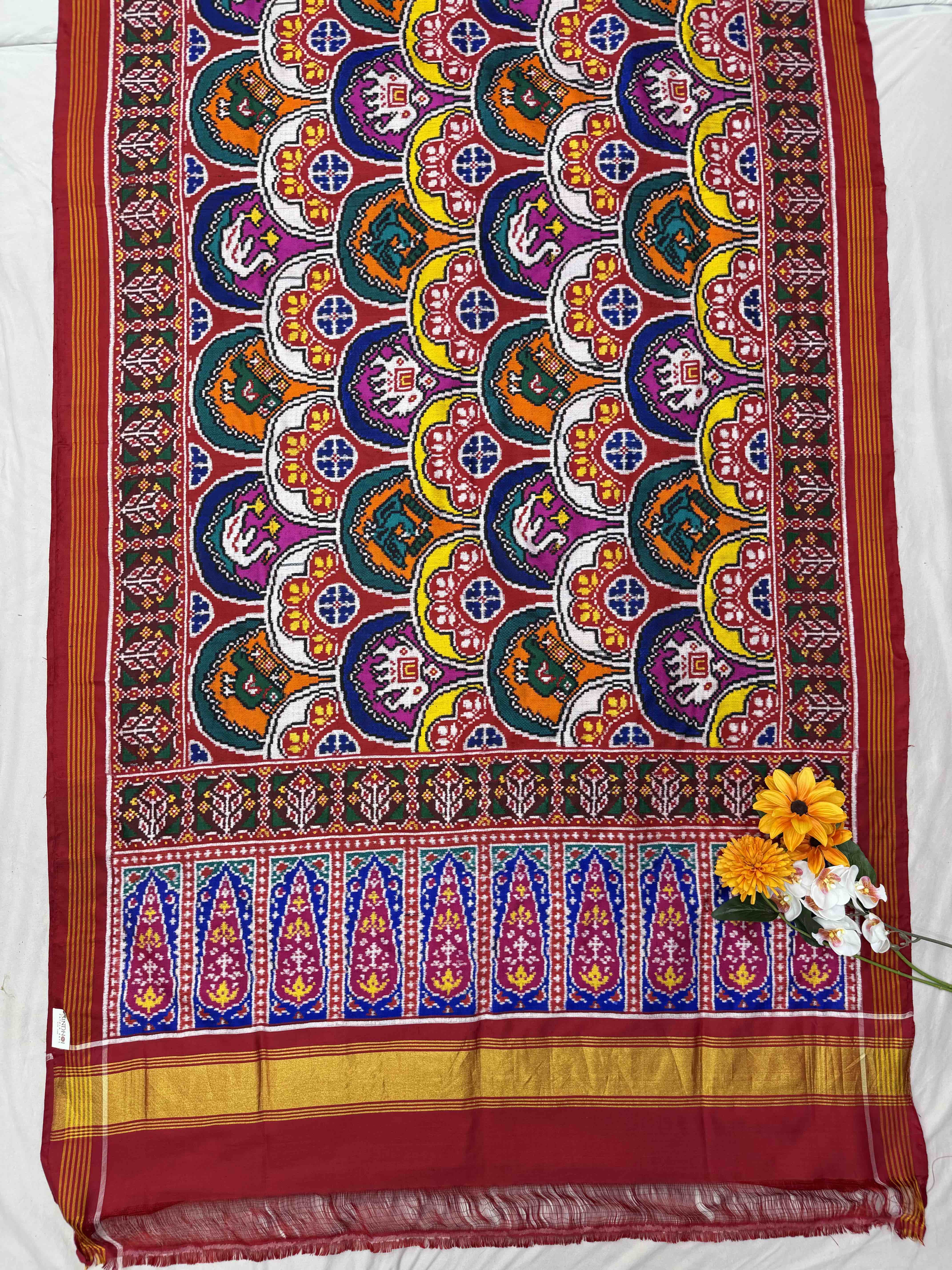 Red with multiple motifs Patan Patola Saree