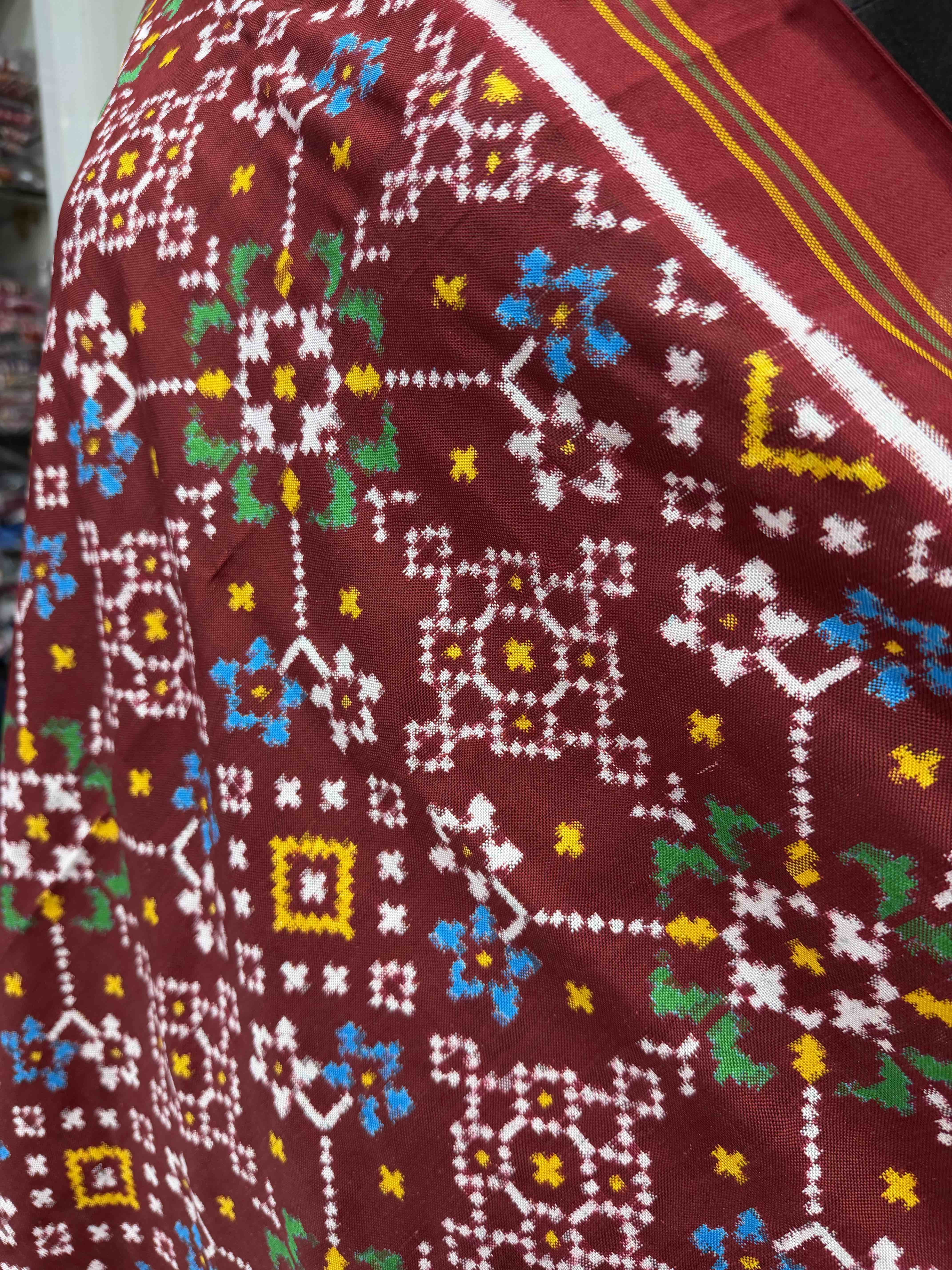 Maroon Navratan Double Ikat Dupatta
