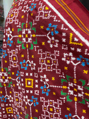 Maroon Navratan Double Ikat Dupatta