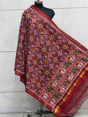 Maroon Navratan Double Ikat Dupatta