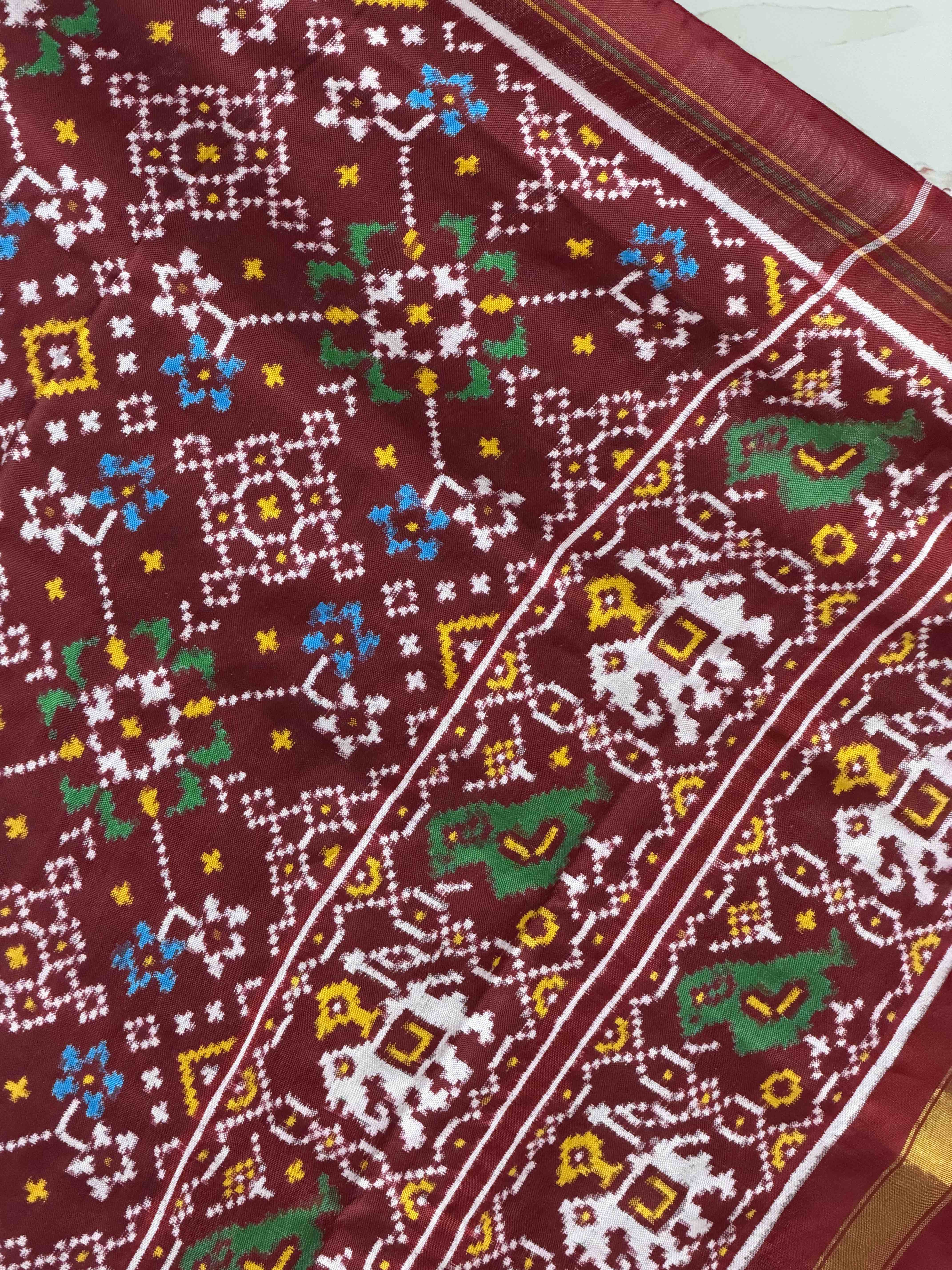 Maroon Navratan Double Ikat Dupatta