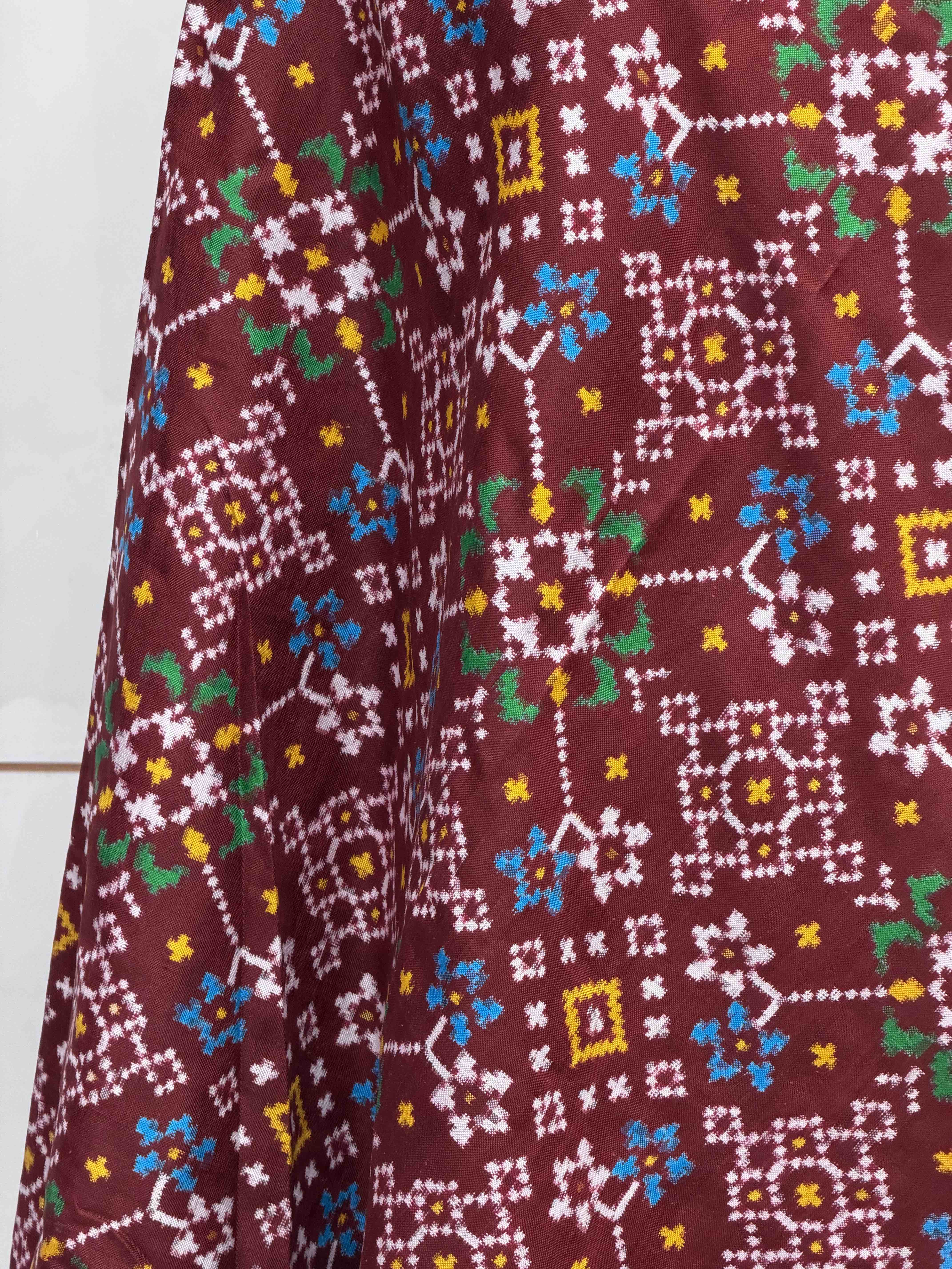 Maroon Navratan Double Ikat Dupatta