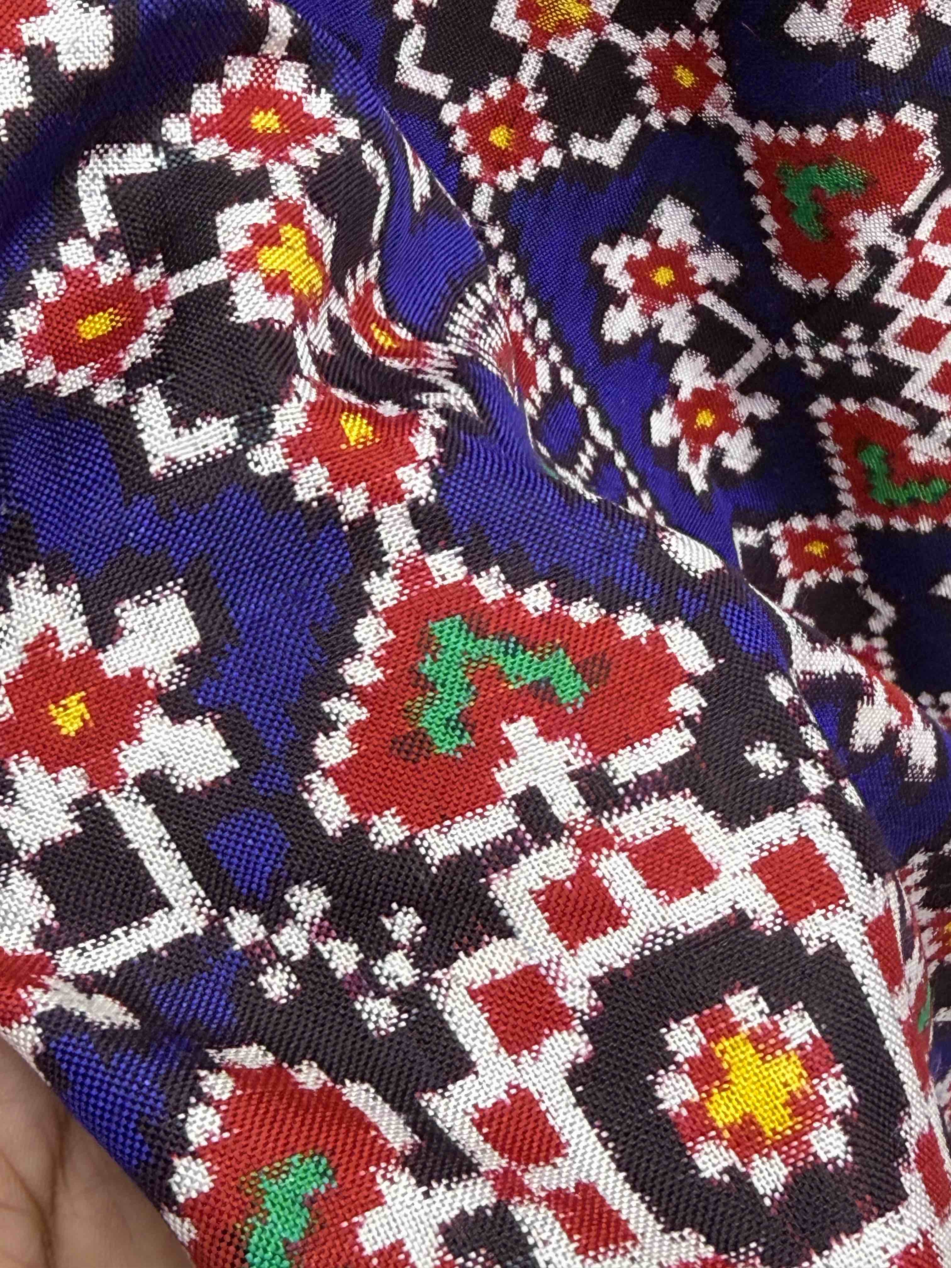 Red & Blue manekchwk Double Ikat Dupatta