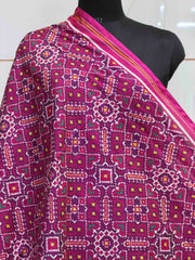 Pink purple Manekchawk double ikat dupatta