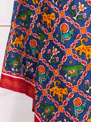 Red & Blue Multi Figure double Ikat Dupatta
