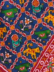 Red & Blue Multi Figure double Ikat Dupatta