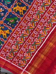 Red & Blue Multi Figure double Ikat Dupatta