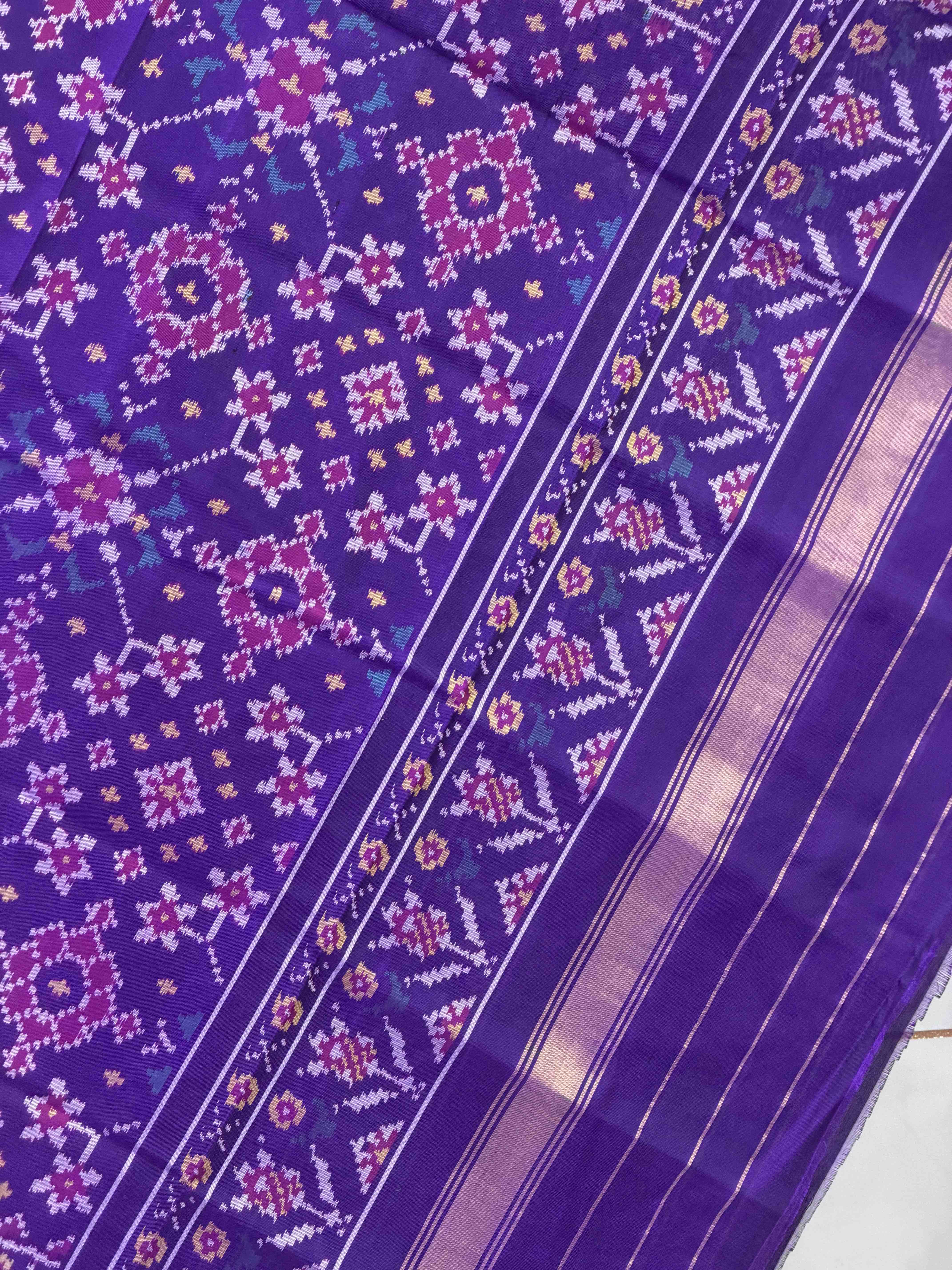 Purple Navaratan Single Ikat dupatta