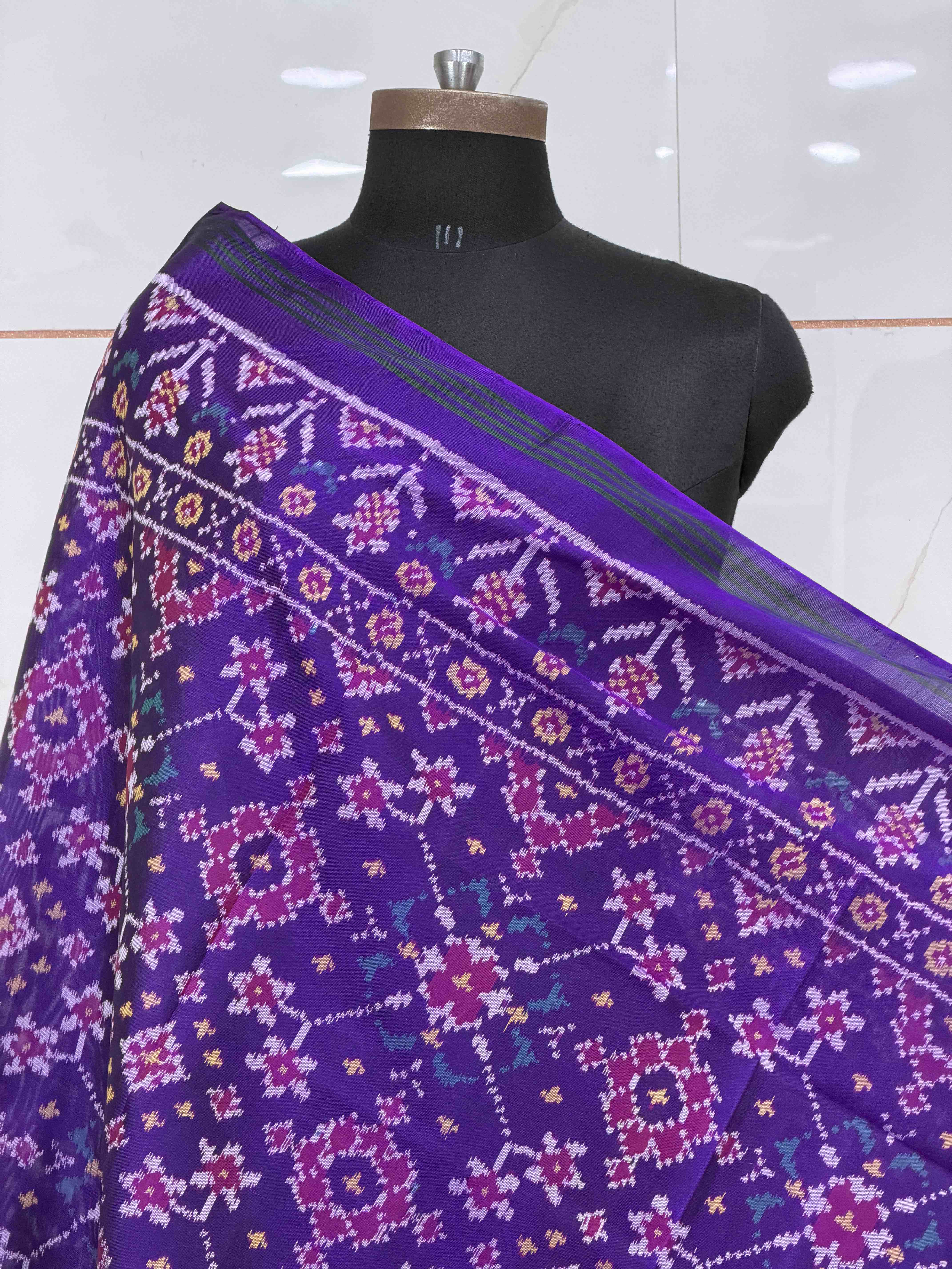 Purple Navaratan Single Ikat dupatta