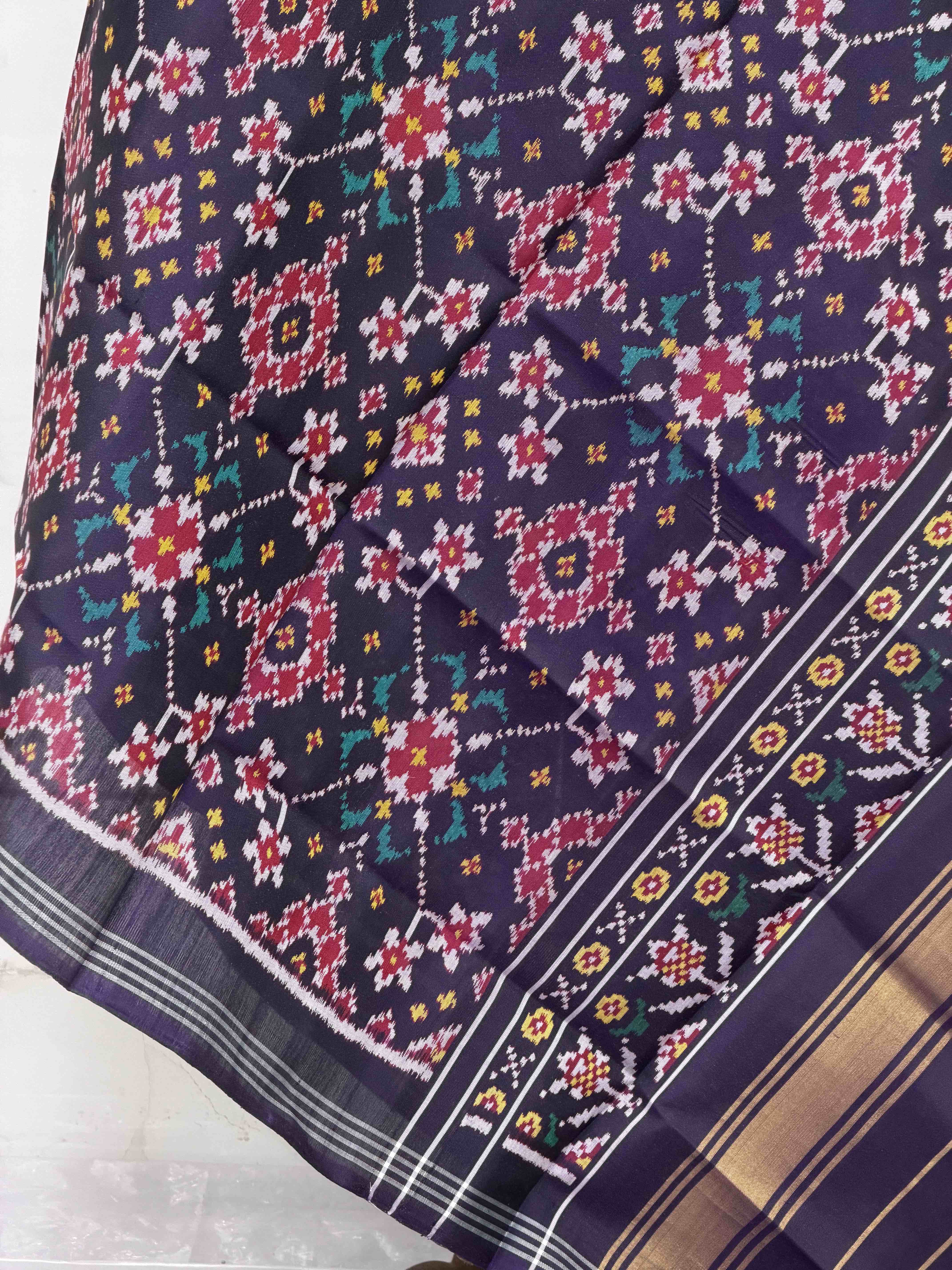 Deep Purple Navaratan Single Ikat Dupatta