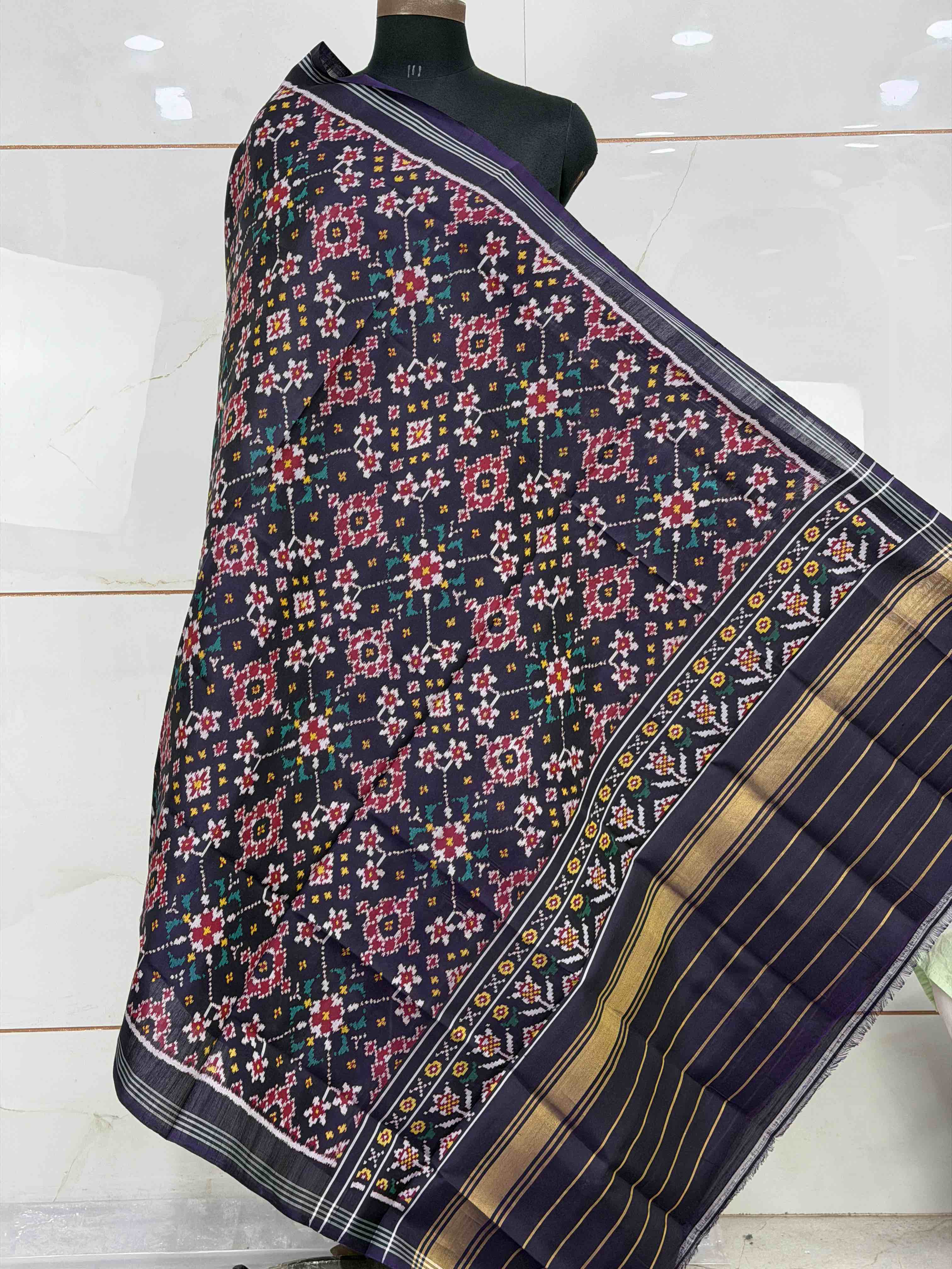 Deep Purple Navaratan Single Ikat Dupatta