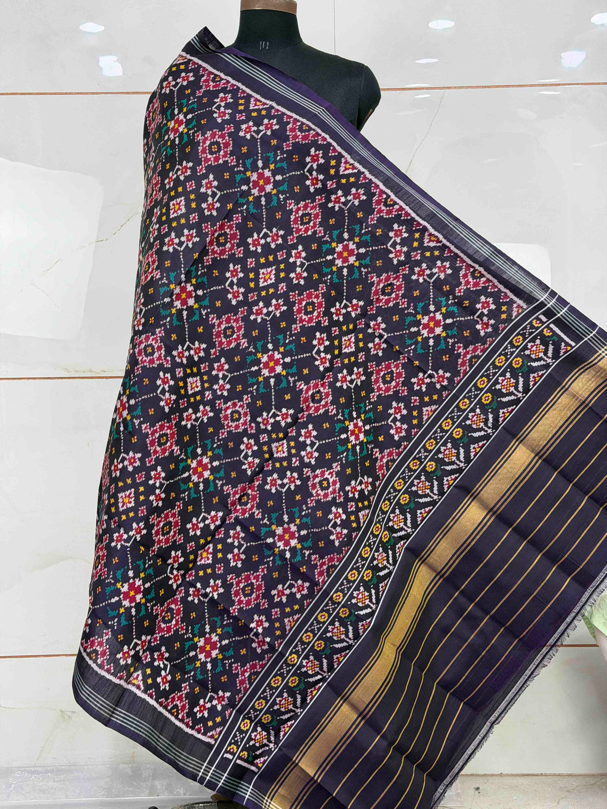 Deep Purple Navaratan Single Ikat Dupatta