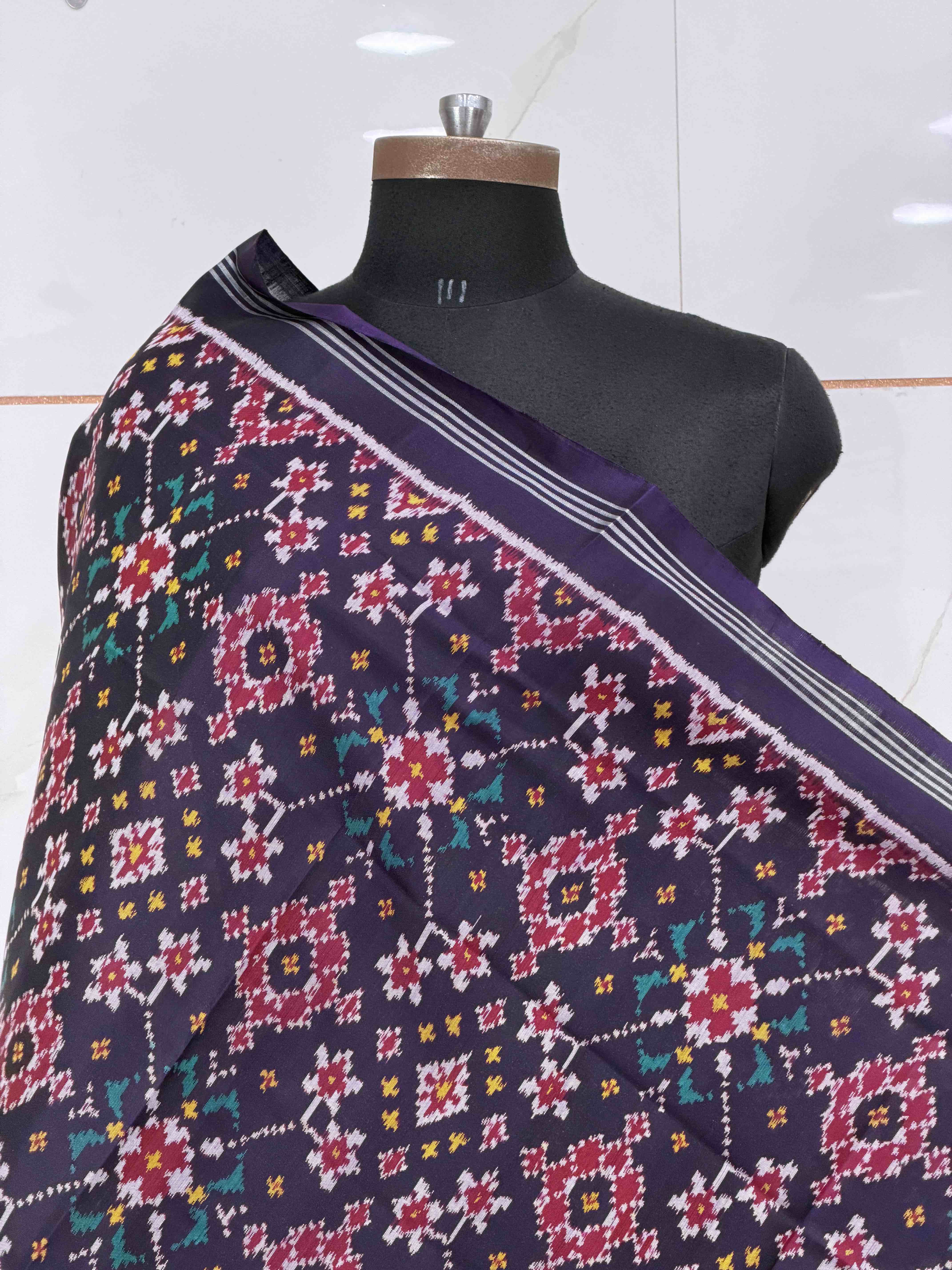Deep Purple Navaratan Single Ikat Dupatta
