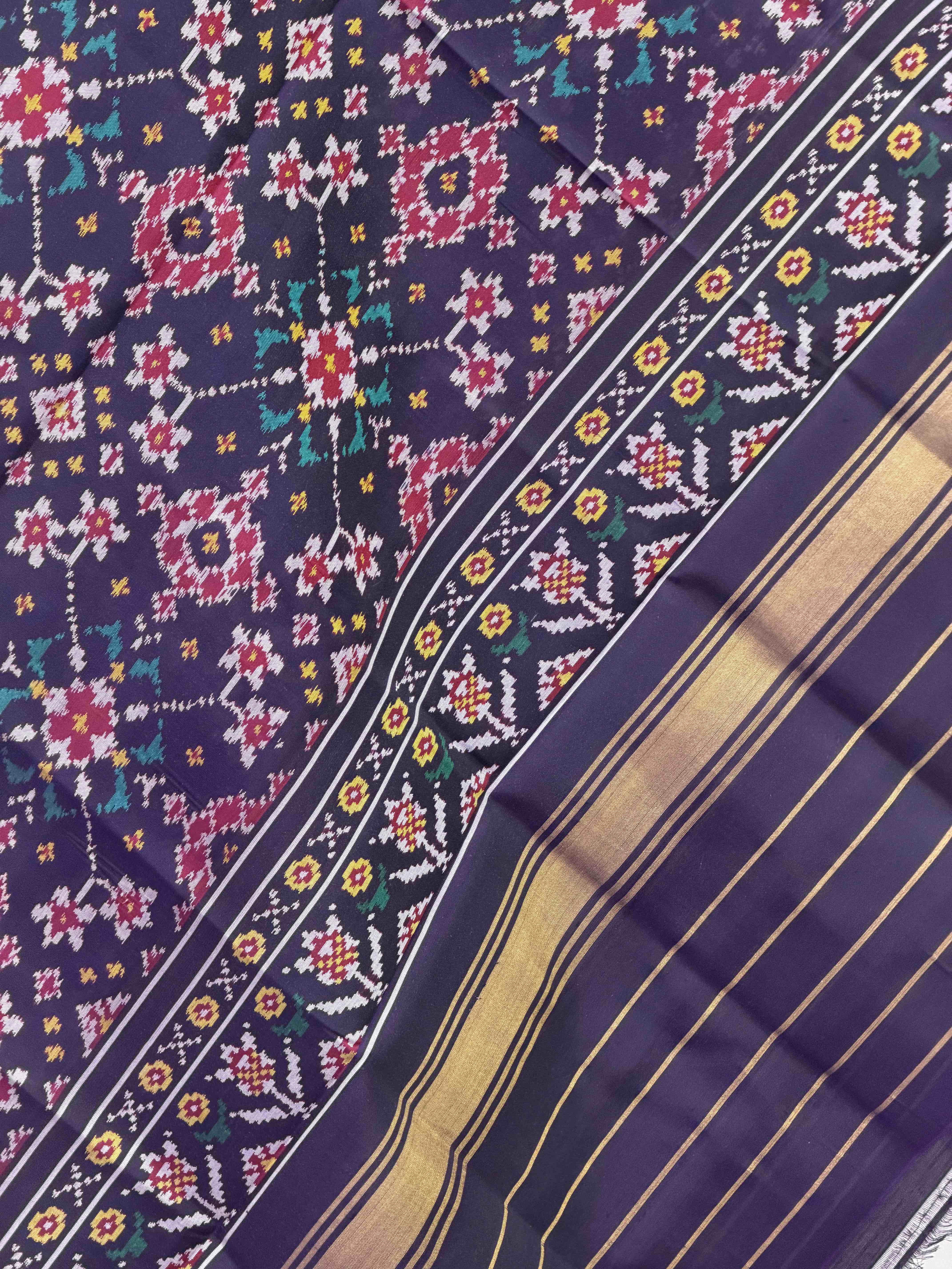 Deep Purple Navaratan Single Ikat Dupatta