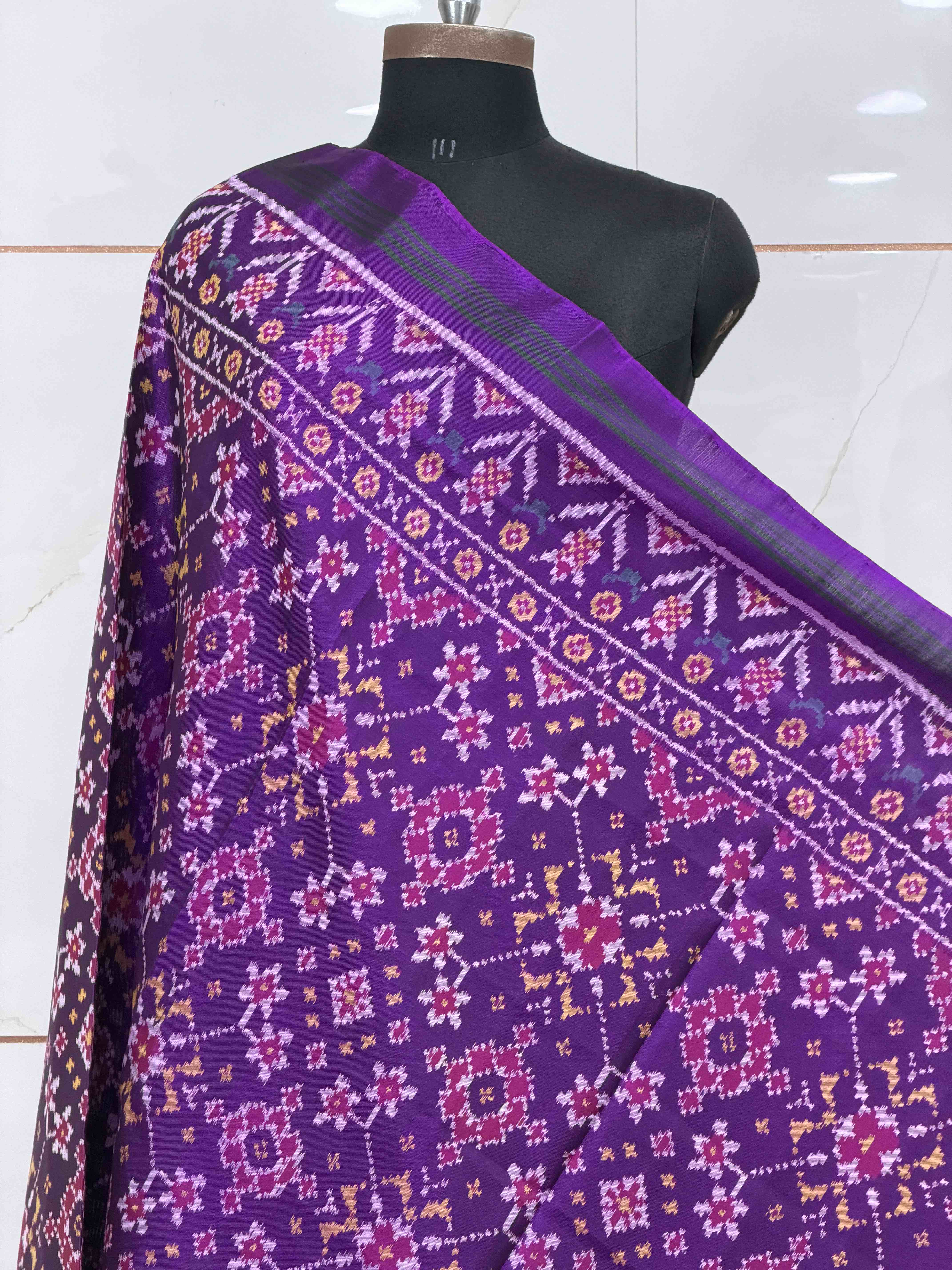 Purple Navaratan Single ikat Dupatta