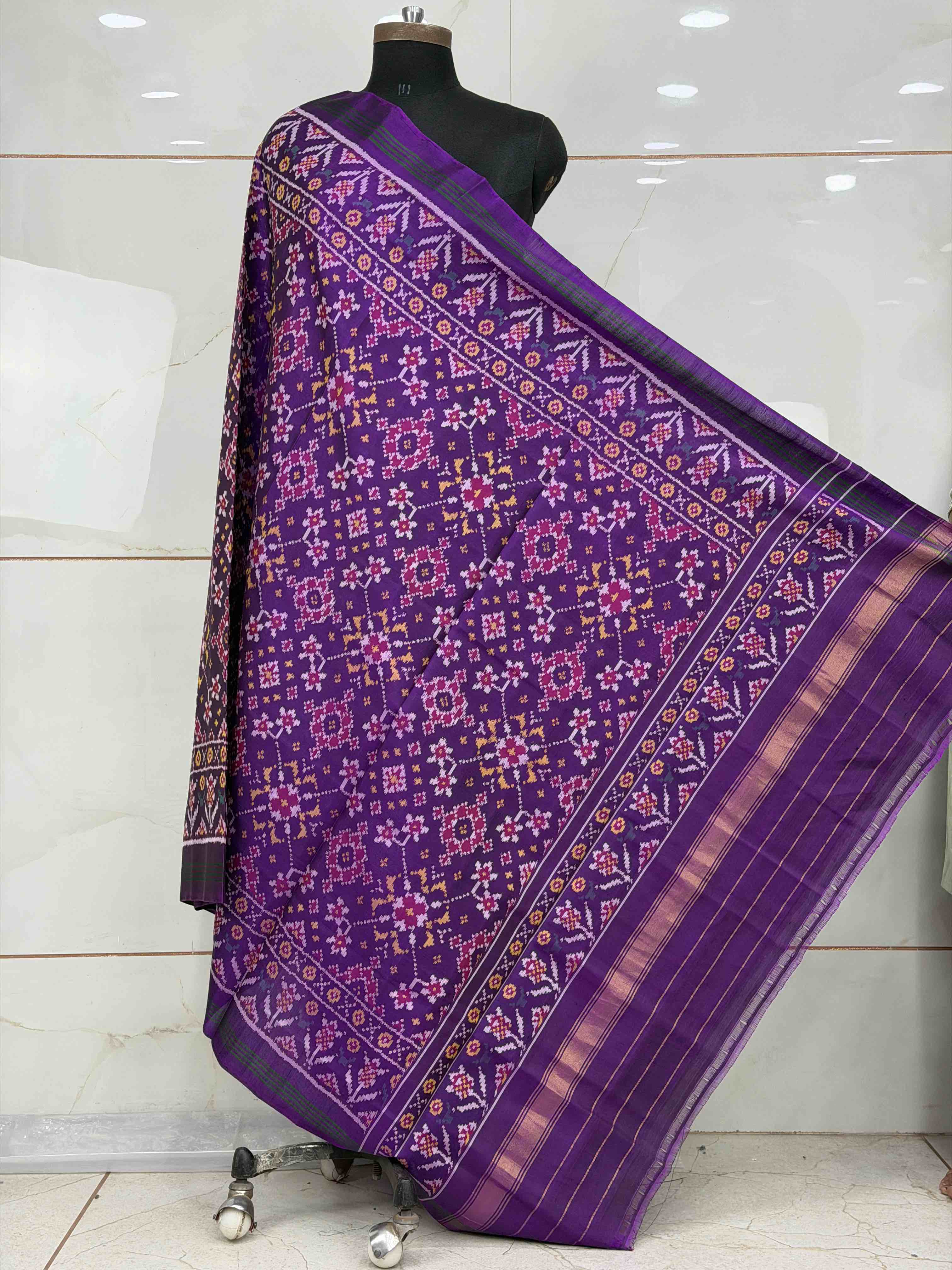 Purple Navaratan Single ikat Dupatta