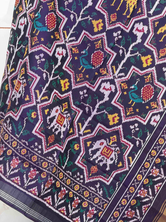 Deep purple Big Star Figure single Ikat Dupatta