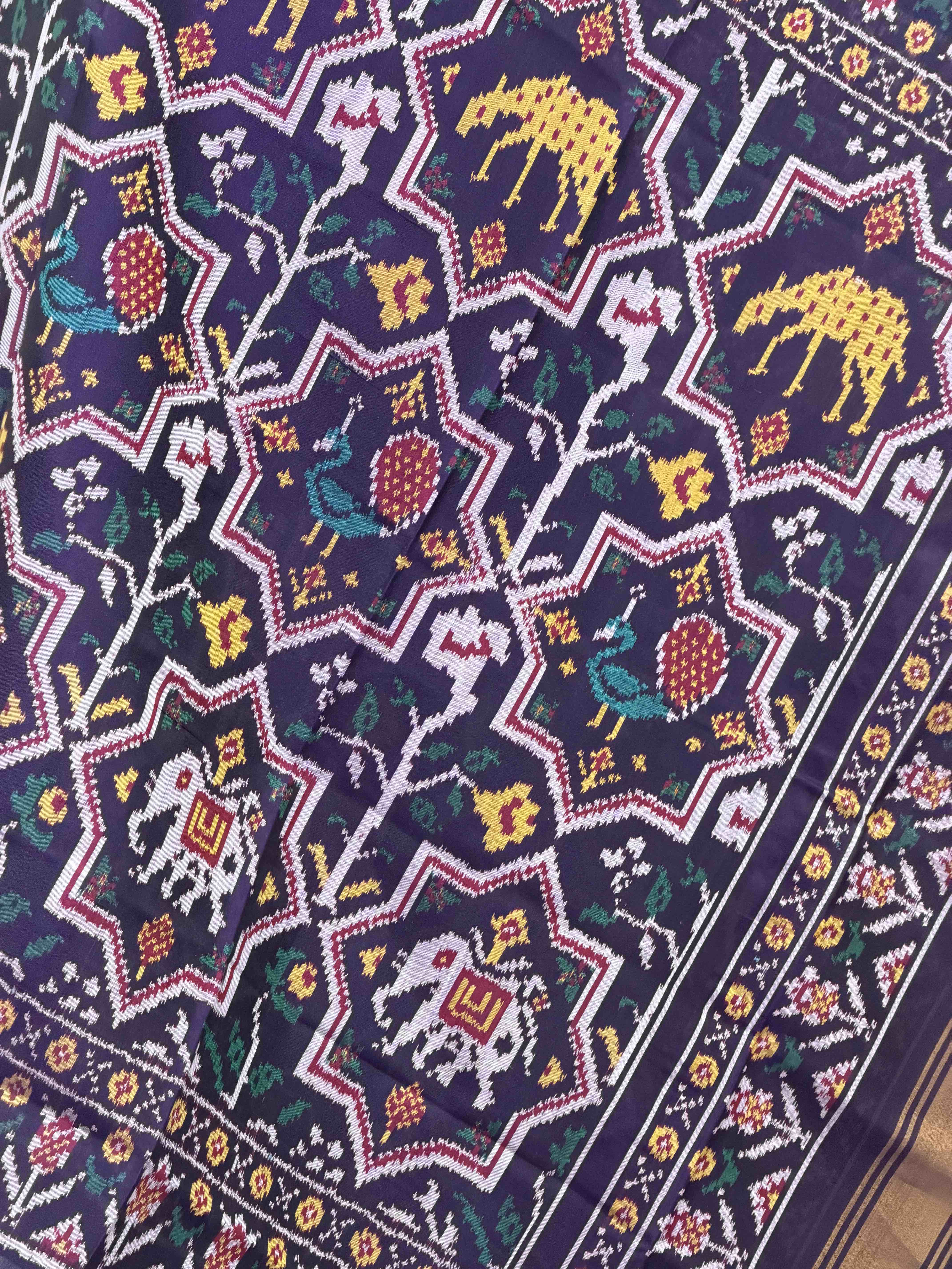 Deep purple Big Star Figure single Ikat Dupatta