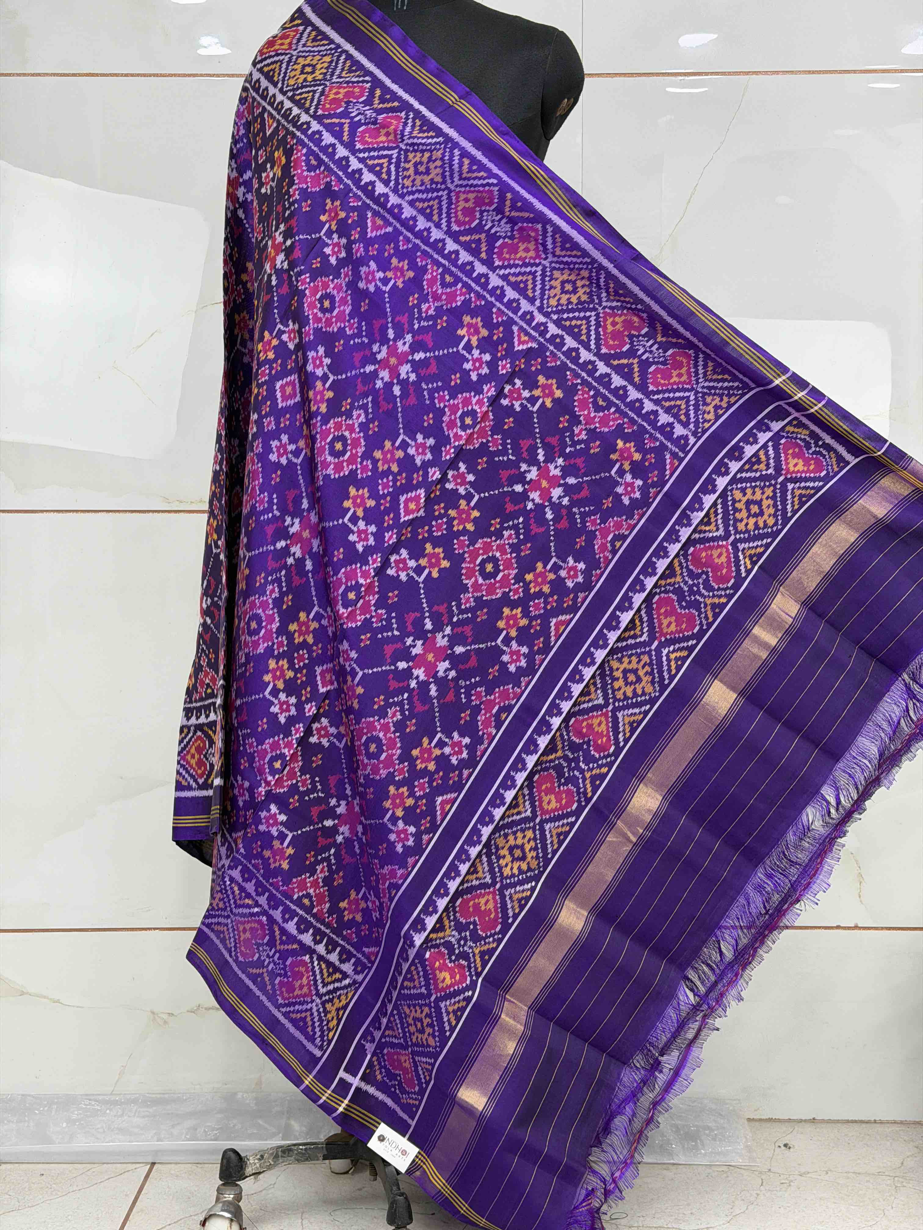 Purple Navaratan Single Ikat Dupatta