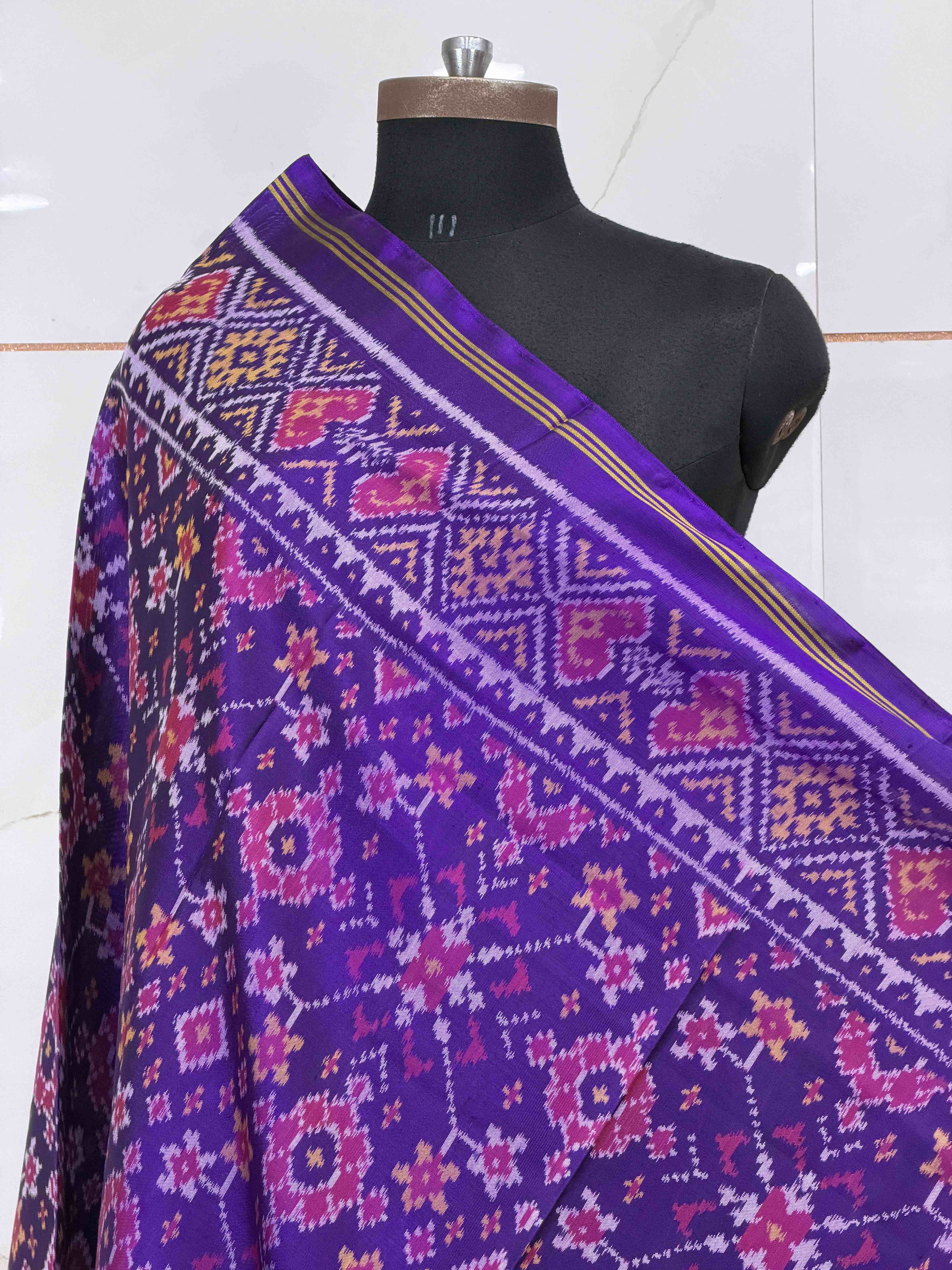 Purple Navaratan Single Ikat Dupatta
