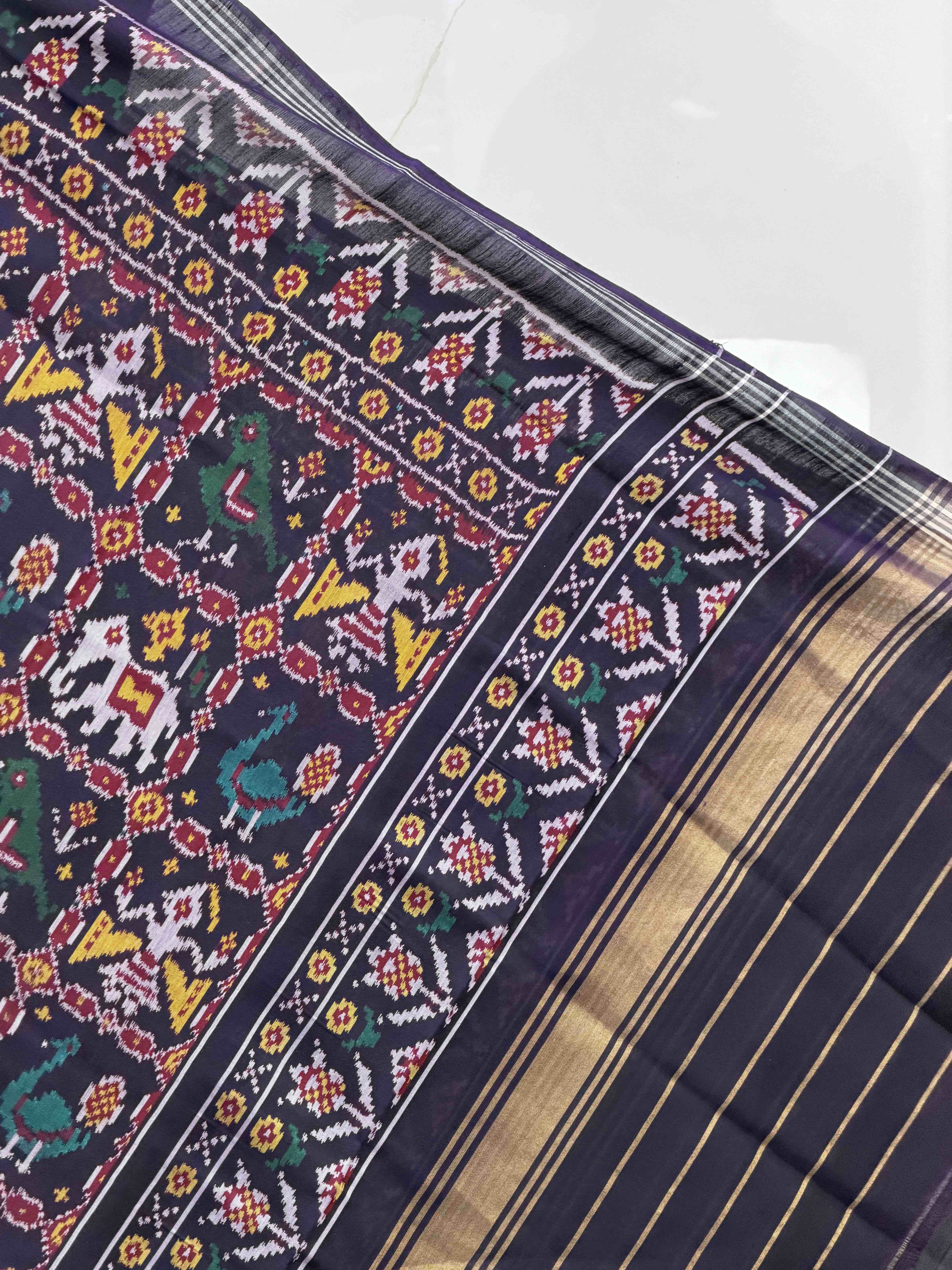 Deep Puprle Sankali narikunj Single Ikat Dupatta