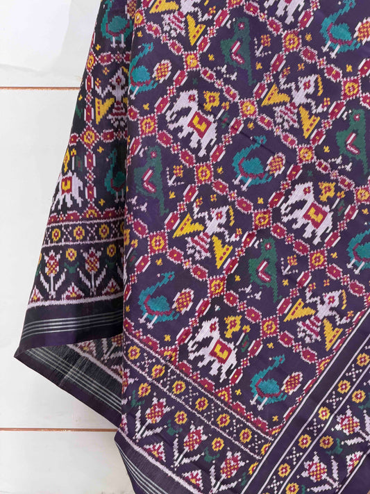 Deep Puprle Sankali narikunj Single Ikat Dupatta